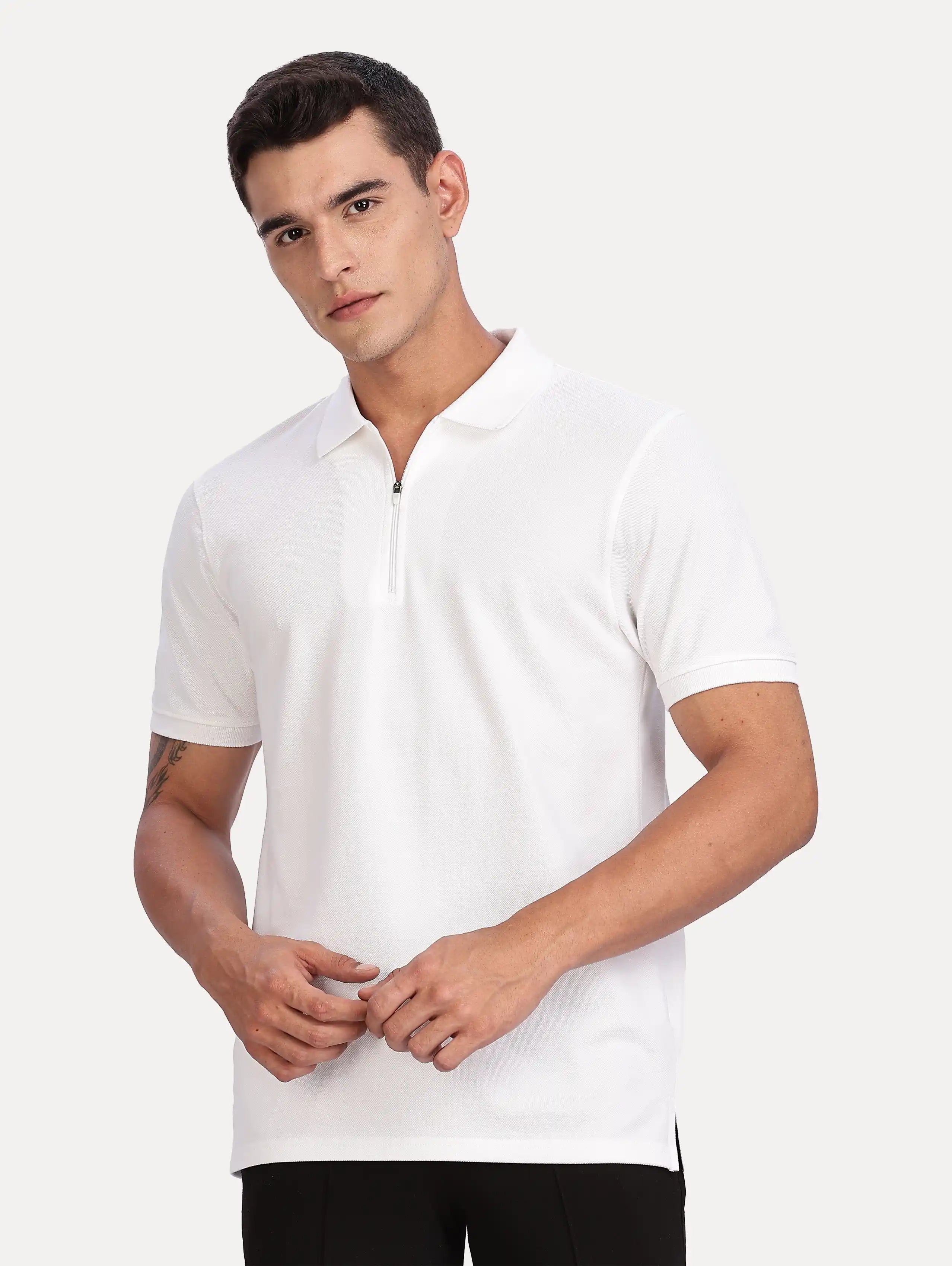 Custom Men’s Classic Zipper Polo - White