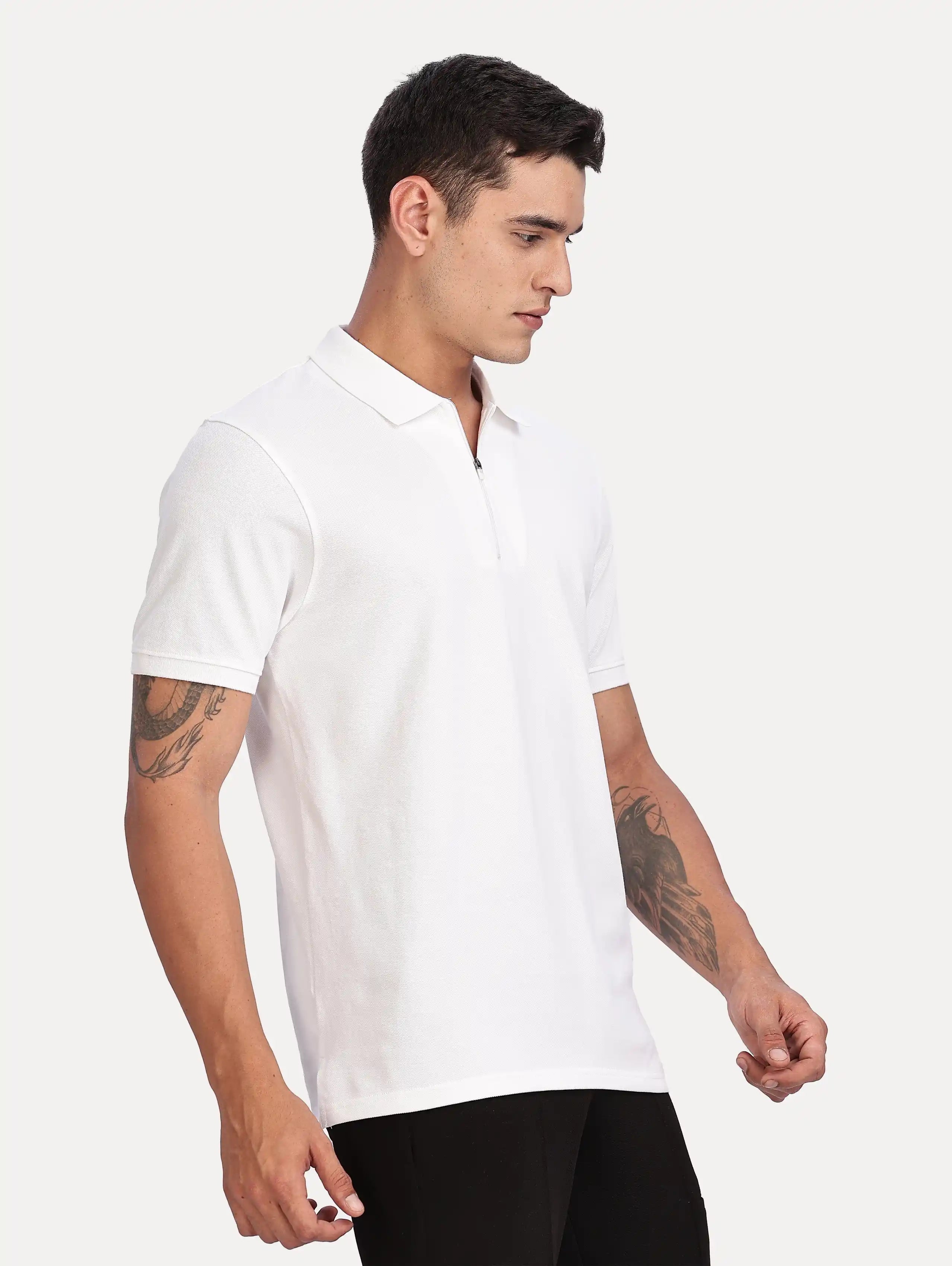 Custom Men’s Classic Zipper Polo - White