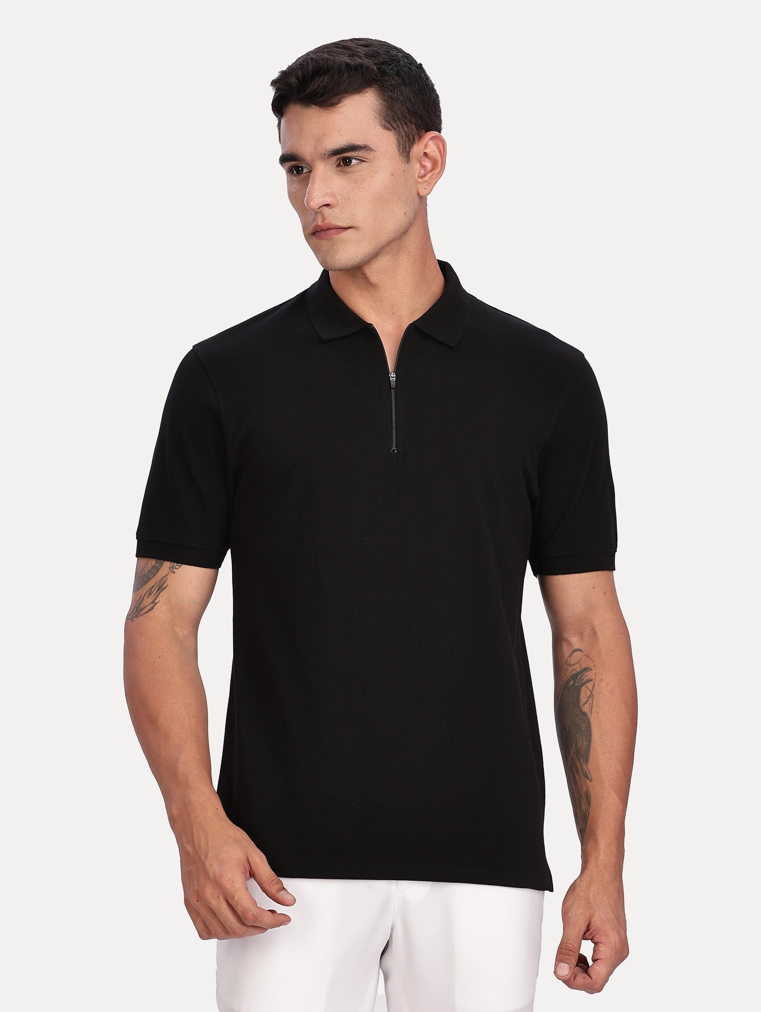 Custom Men’s Classic Zipper Polo - Black