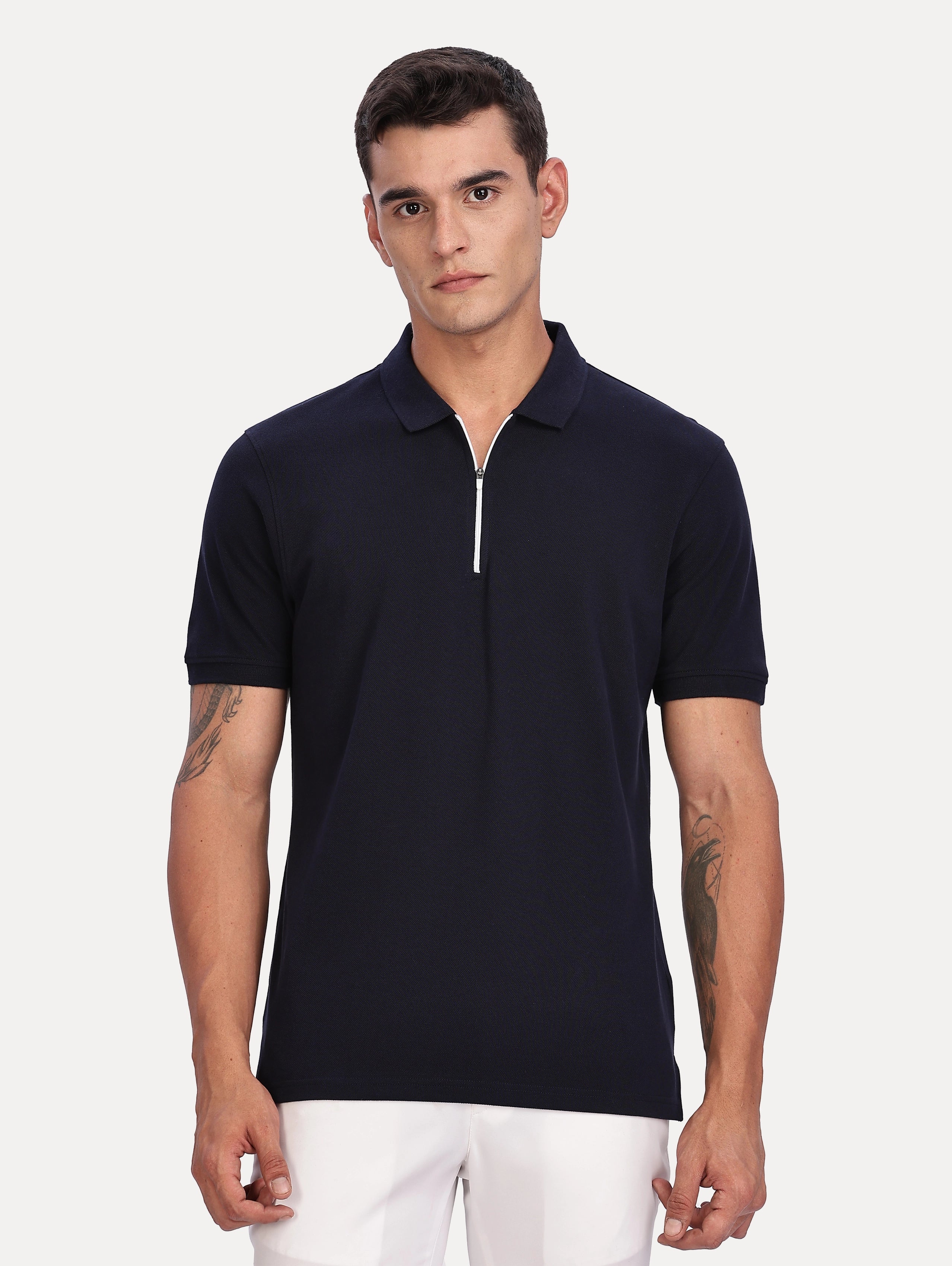 Custom Men’s Classic Zipper Polo - Navy
