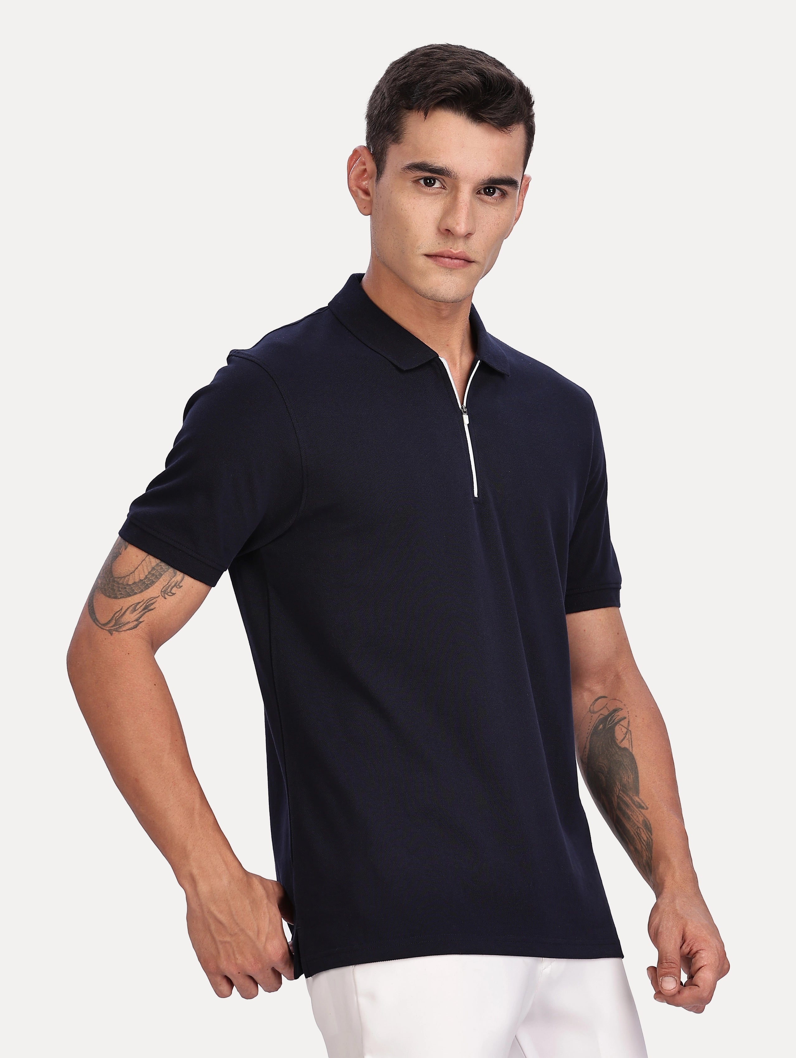 Custom Men’s Classic Zipper Polo - Navy