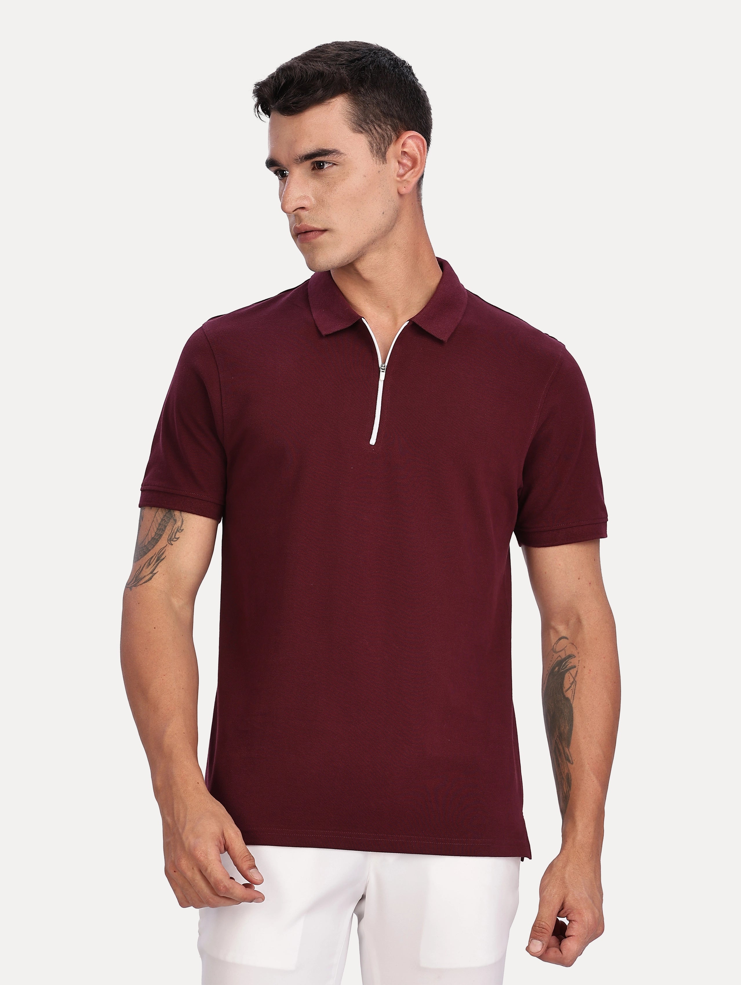 Custom Men’s Classic Zipper Polo - Wine