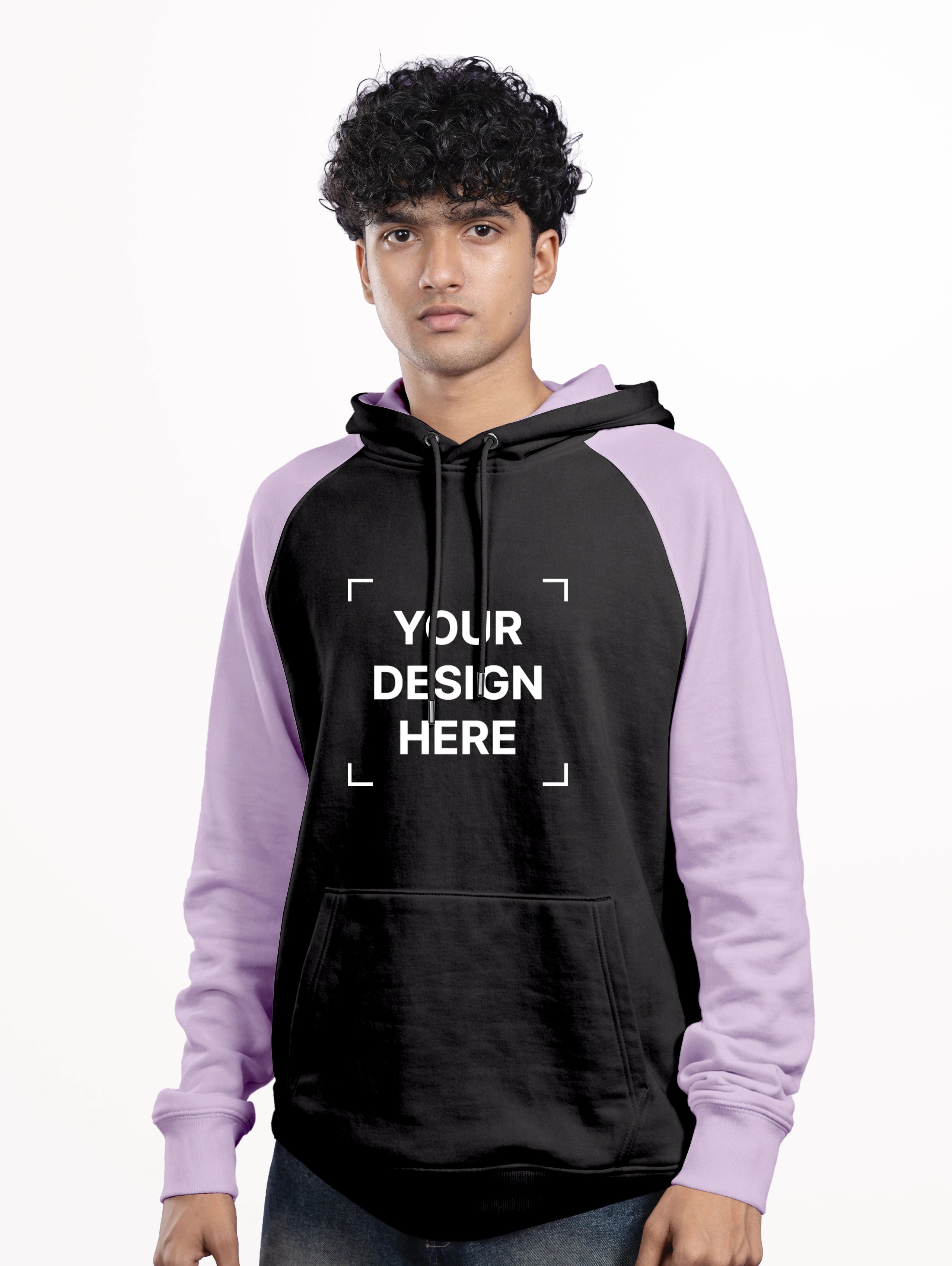 Raglan Sleeve Oversized Blend Pullover Hoodie - Black