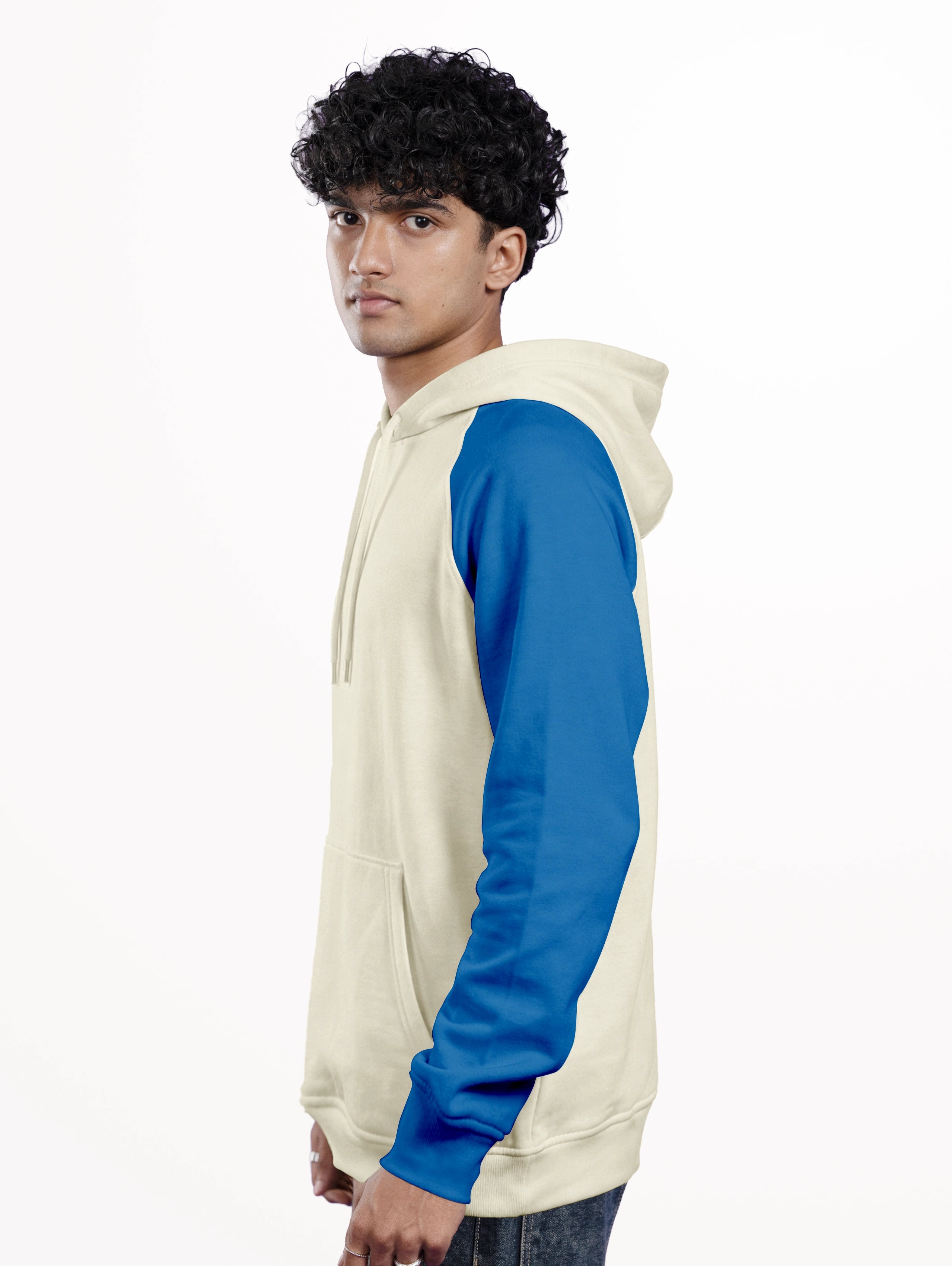 Raglan Sleeve Oversized Blend Pullover Hoodie - Off-White