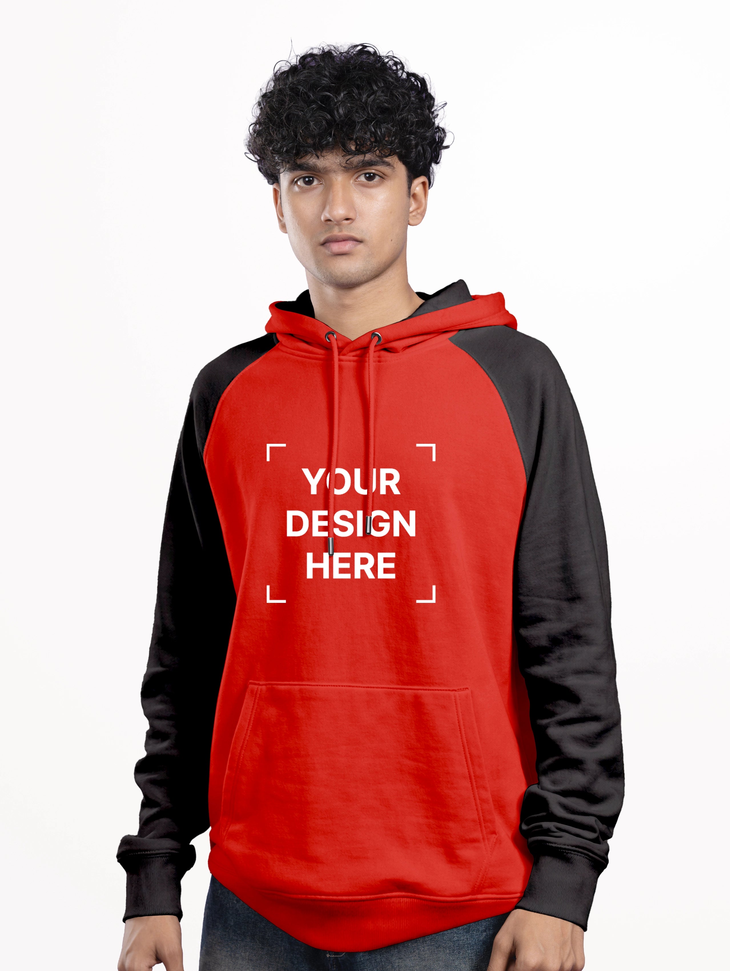 Raglan Sleeve Oversized Blend Pullover Hoodie - Red