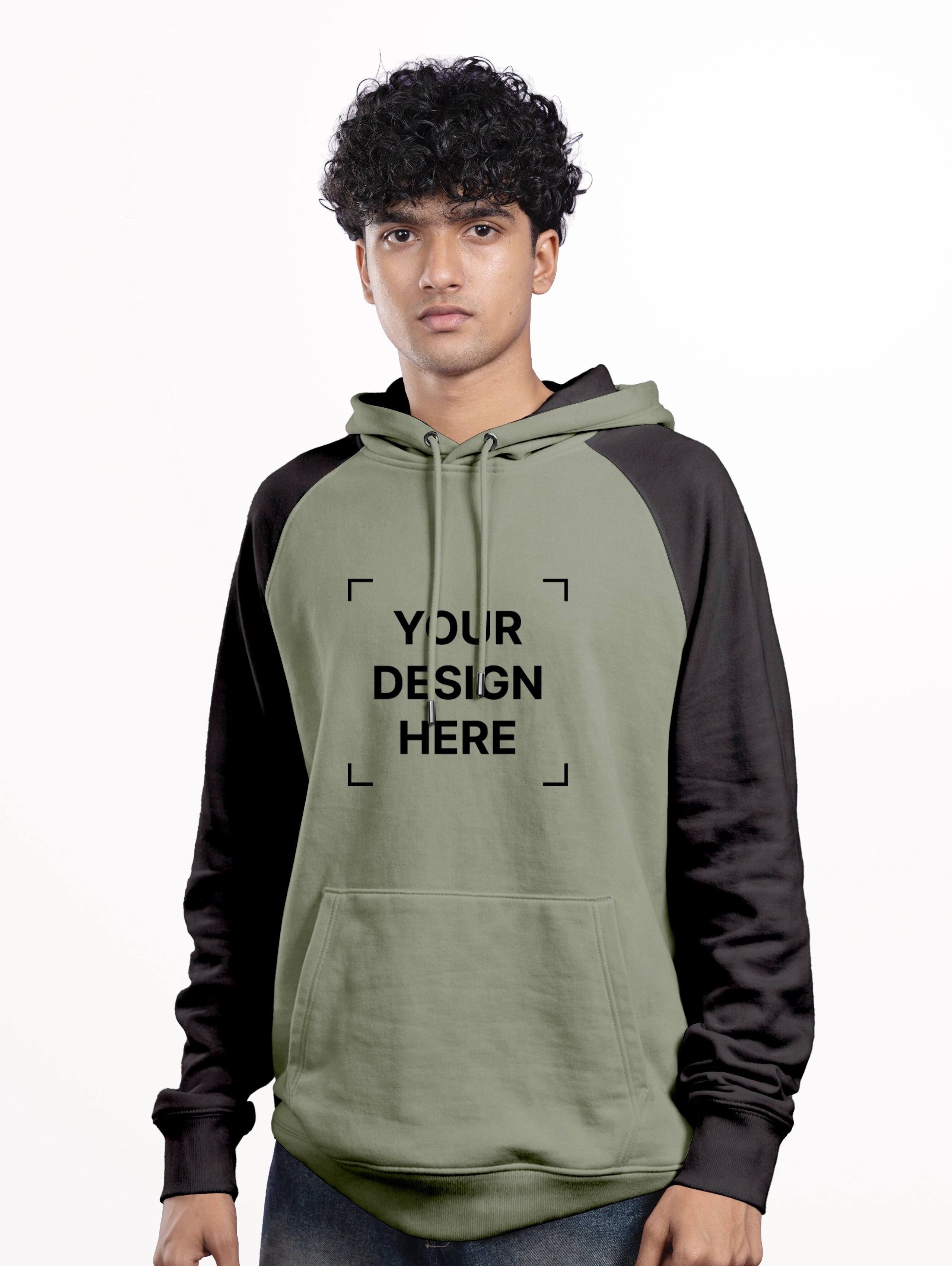 Raglan Sleeve Oversized Blend Pullover Hoodie - Sage Green