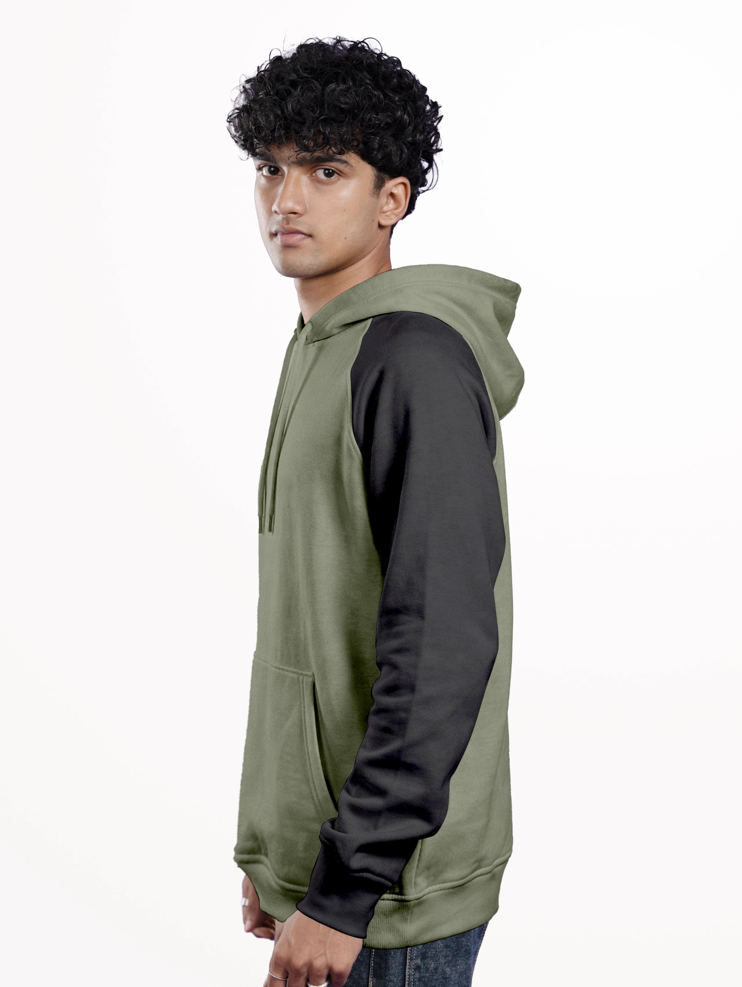 Raglan Sleeve Oversized Blend Pullover Hoodie - Sage Green