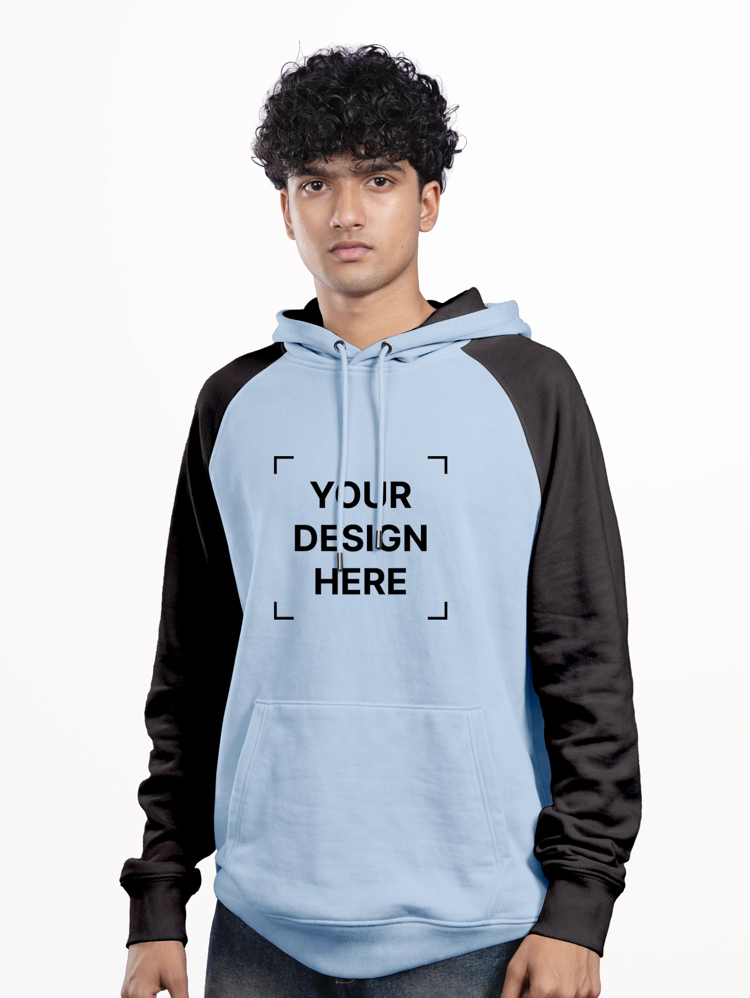 Raglan Sleeve Oversized Blend Pullover Hoodie - Sky Blue