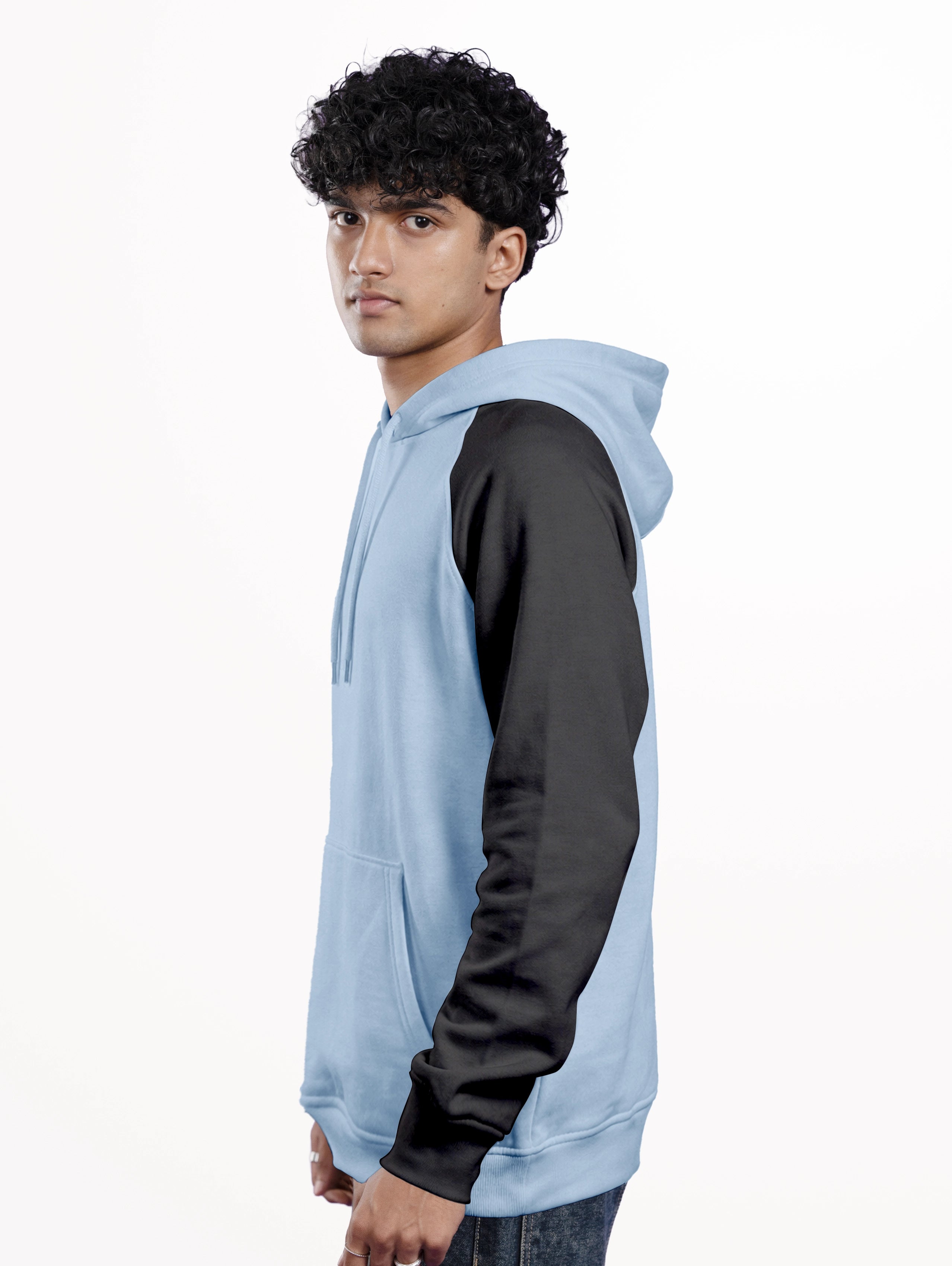 Raglan Sleeve Oversized Blend Pullover Hoodie - Sky Blue