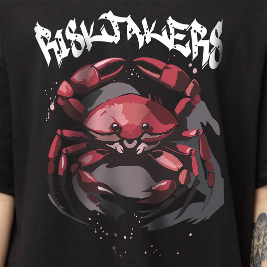 Risktakers Graphic Printed Oversized Black T-Shirt for Men