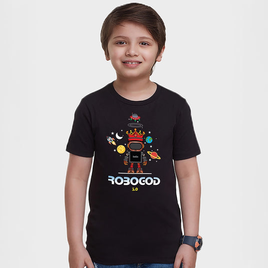 Robogod Boys Black T-Shirt