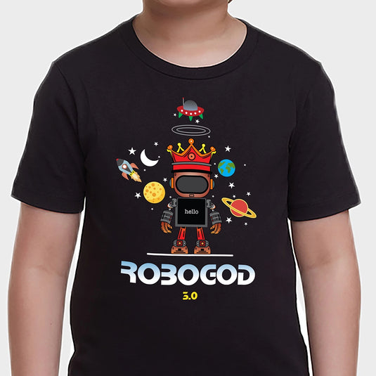 Robogod Boys Black T-Shirt