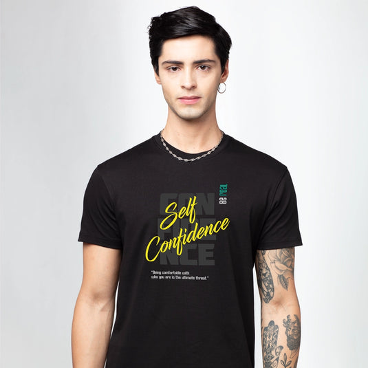 Self Confidence Graphic Printed Men's Black T-Shirt