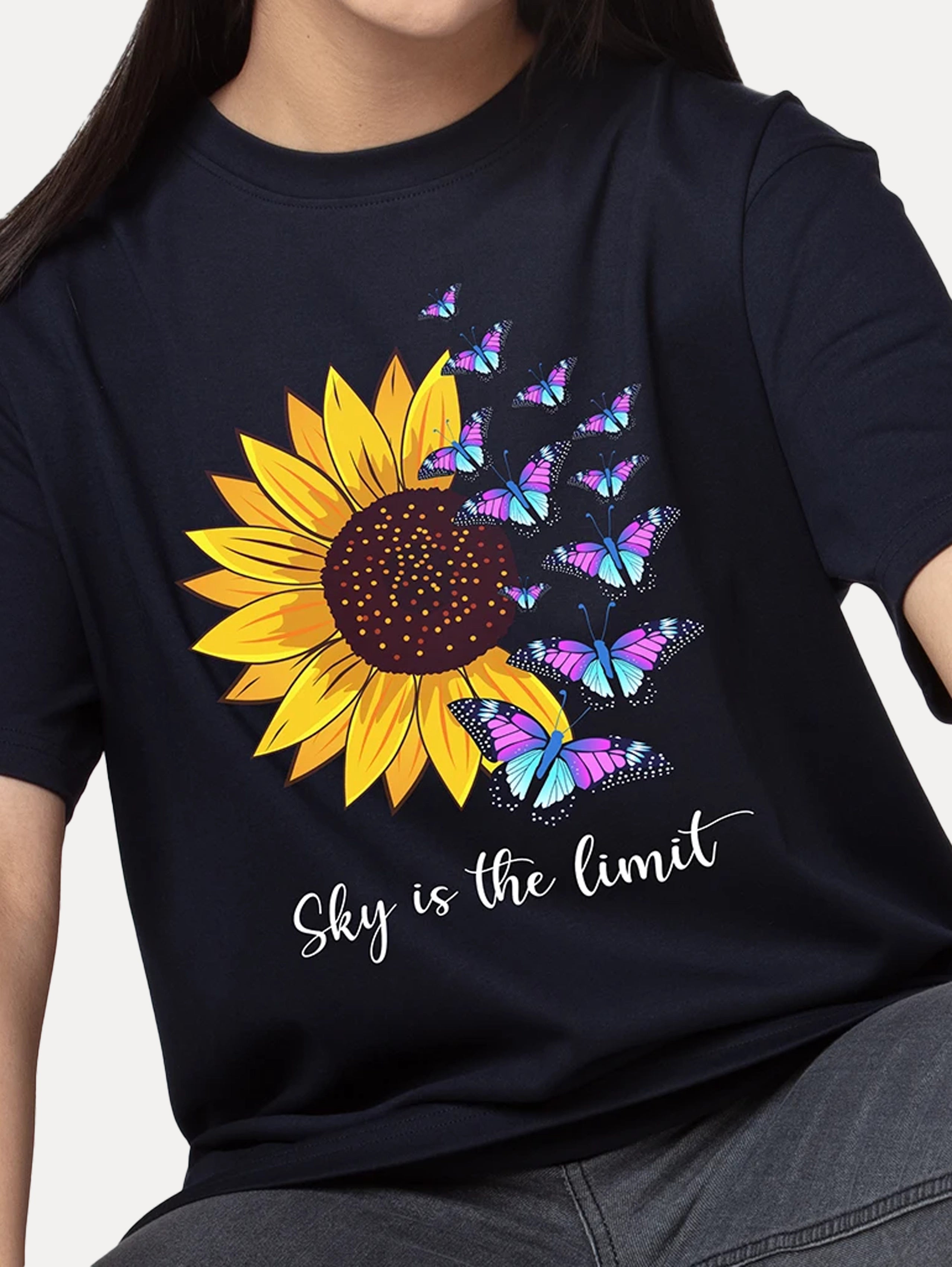 Sky is the Limit Oversized Graphic Printed Tee for Women