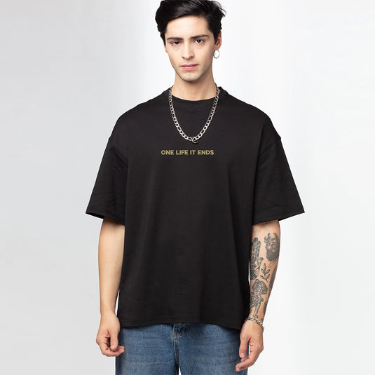 Soul Star Heavy Printed Oversized Black T-Shirt for Men