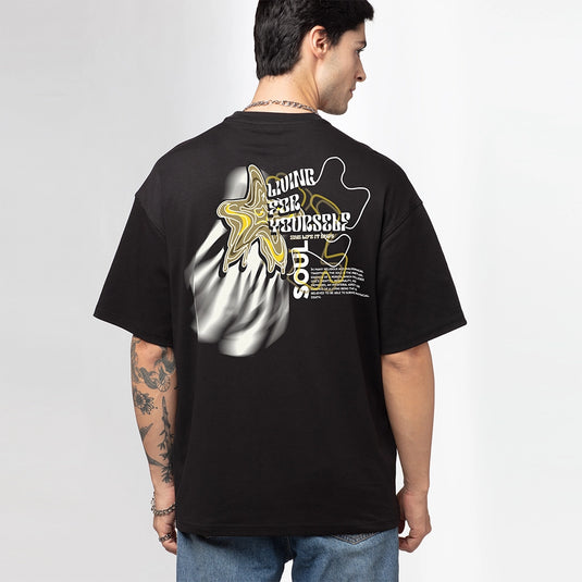 Soul Star Heavy Printed Oversized Black T-Shirt for Men