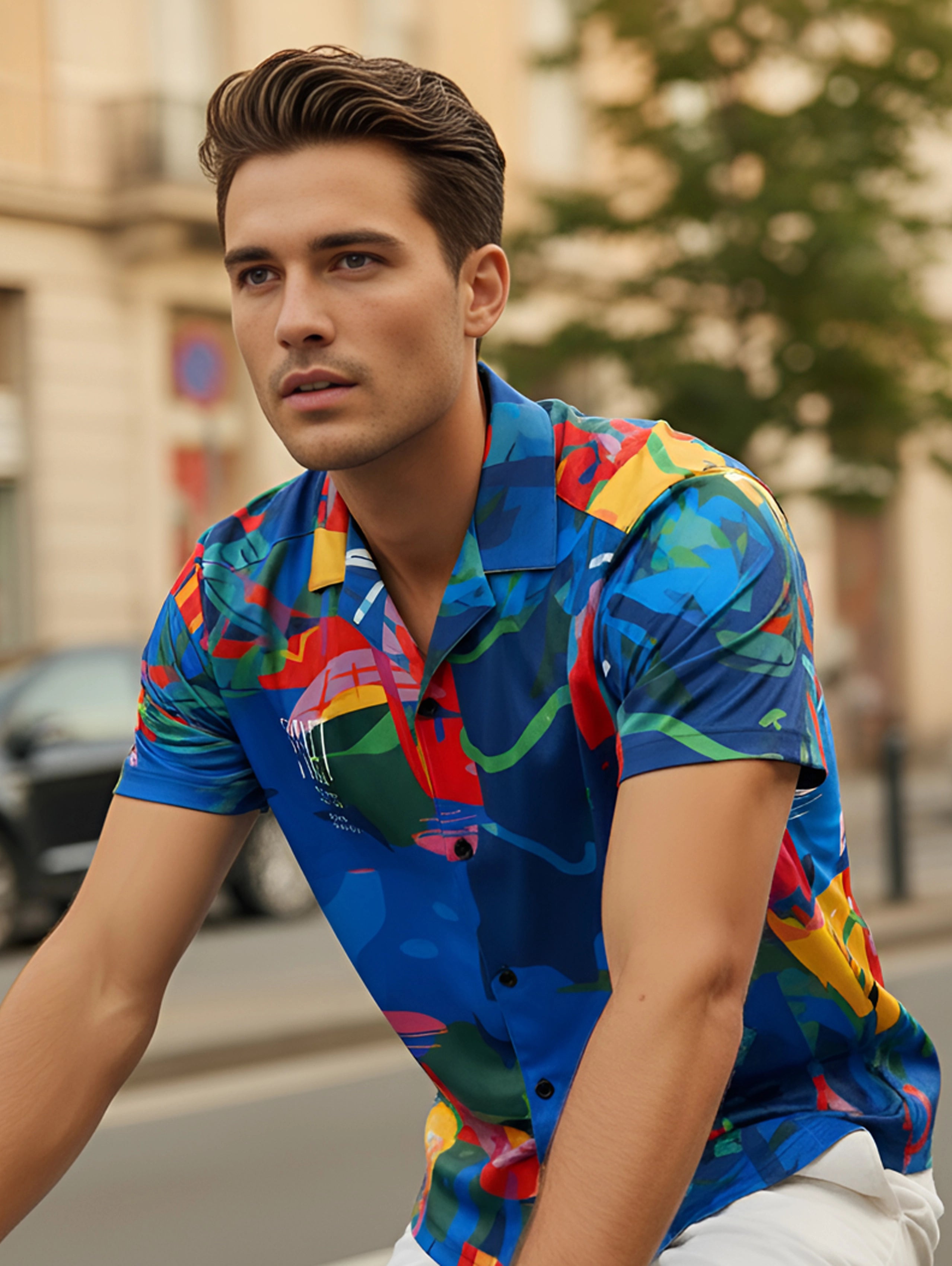 Splash Art Cuban Collar Shirt