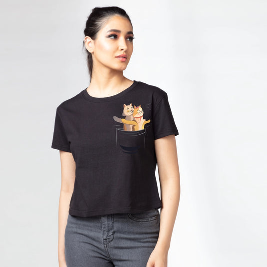 Titanic Cats Croptop Graphic Printed T-Shirt for Women