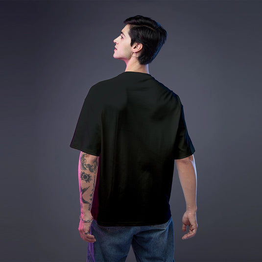 Trance Square Art Printed Oversized Black T-Shirt