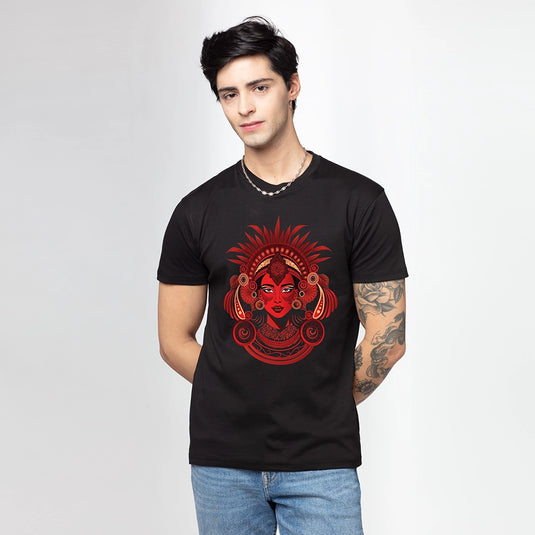 Tribal Goddess Photo Printed Cotton T-Shirts for Men