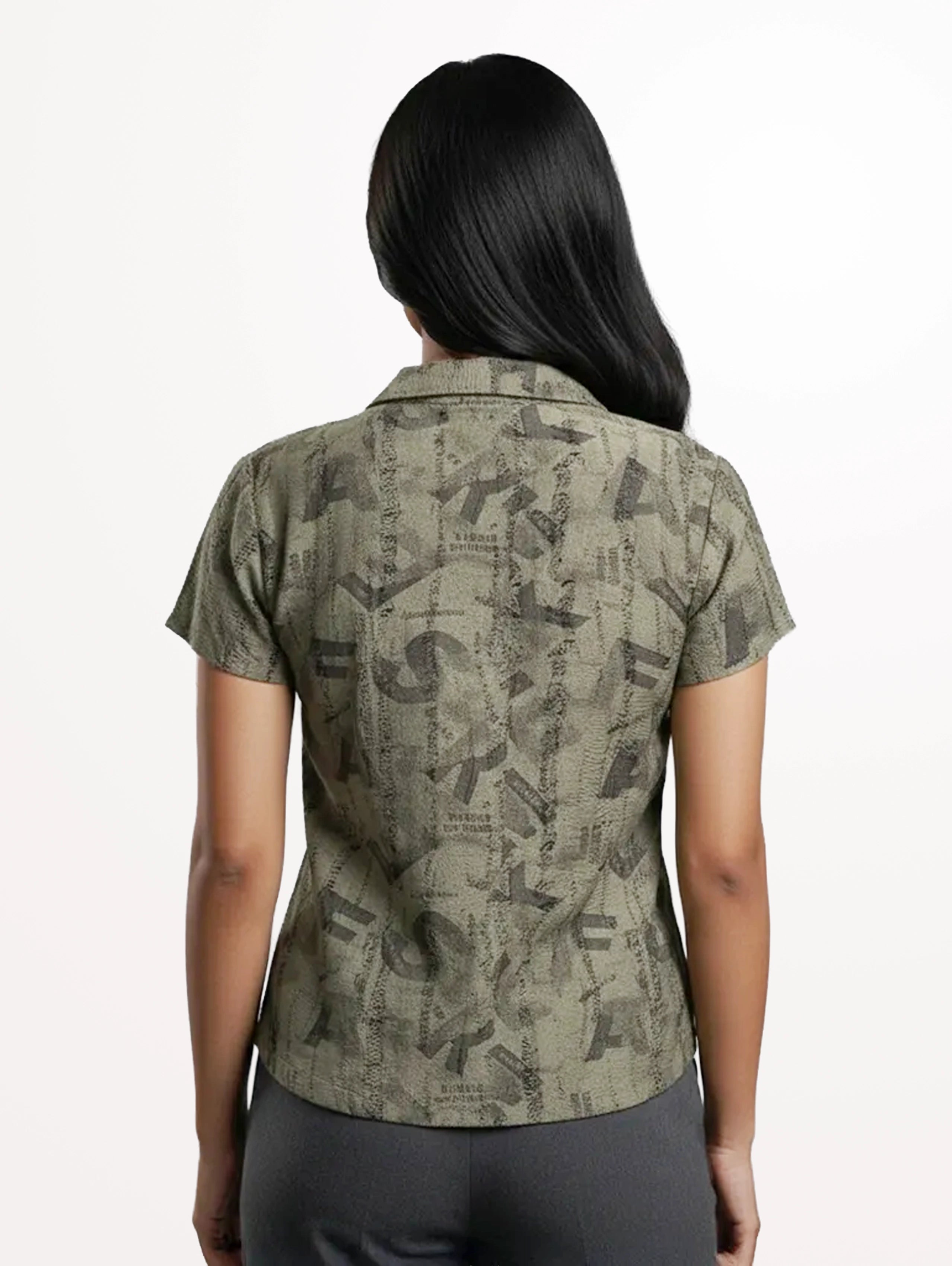 Urban Typography Cuban Collar Shirt