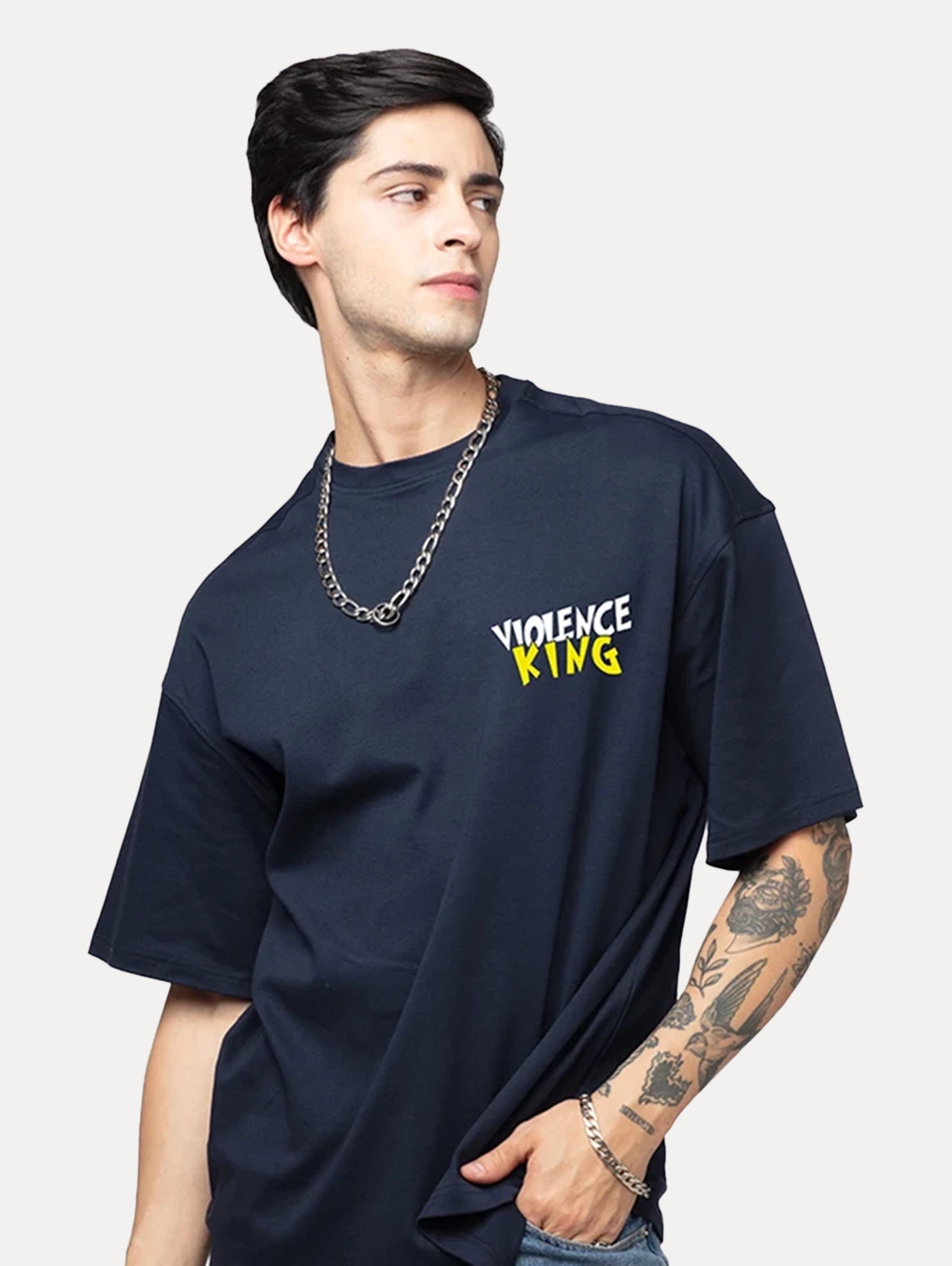 Violence King Men's Graphic Print Oversized T-Shirt