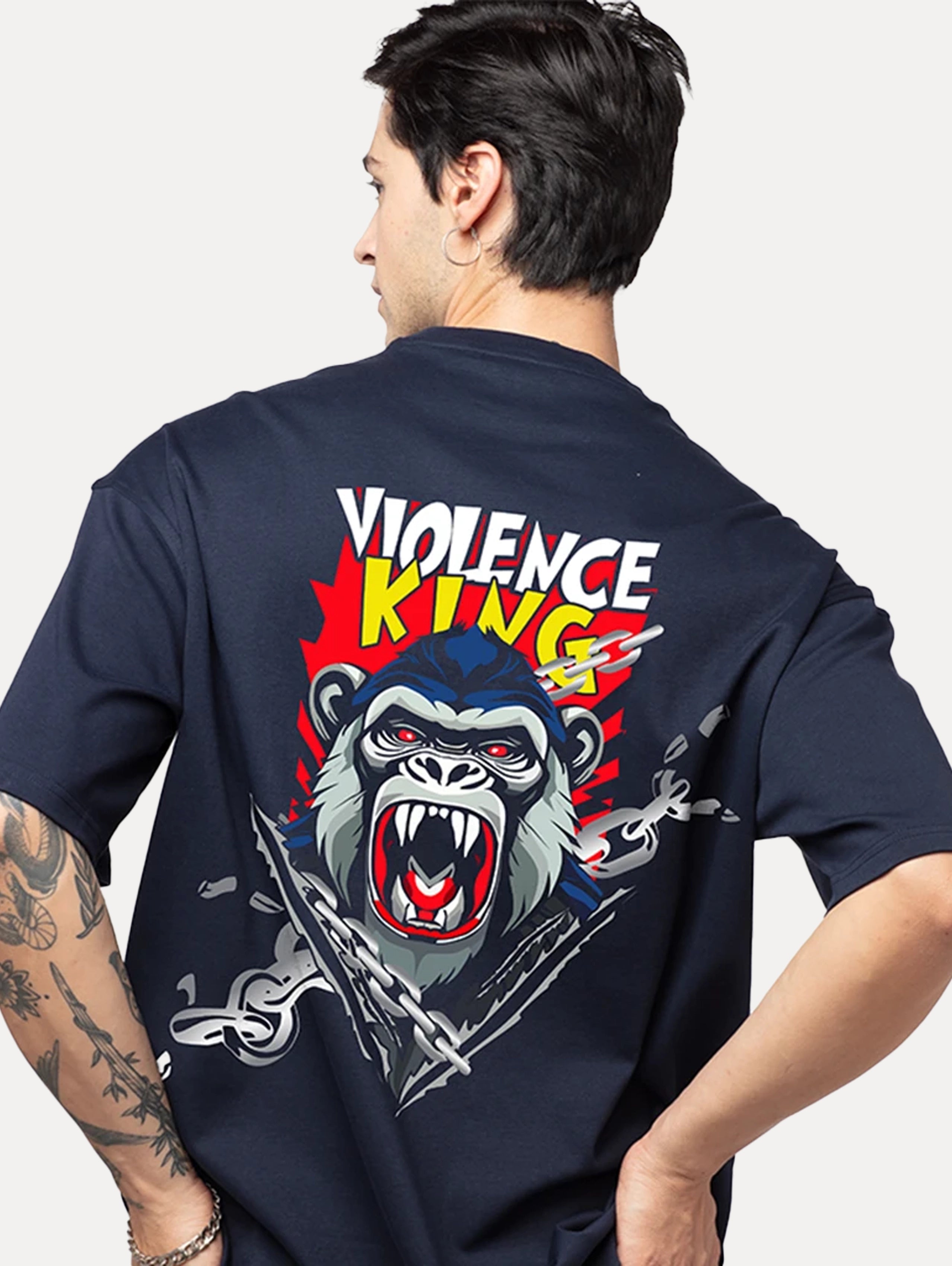 Violence King Men's Graphic Print Oversized T-Shirt