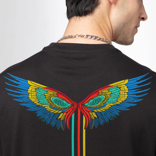 Wings Fly -Men's Graphic Printed Oversized T-Shirt