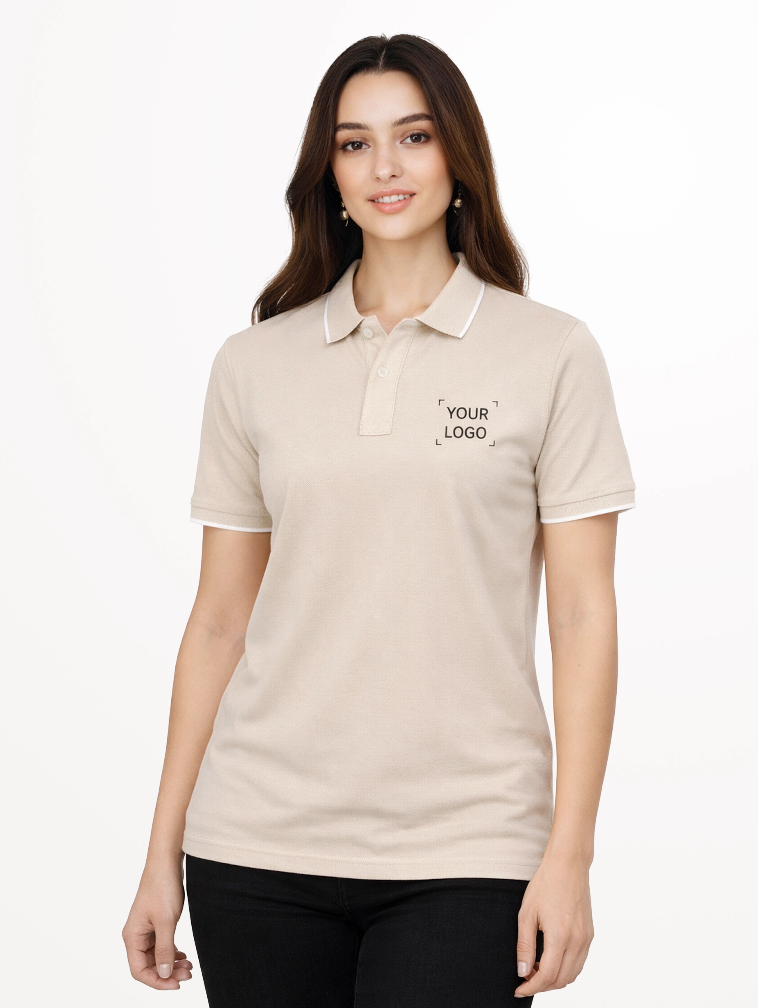 Women's Cotton Polo With Tipping - Skin