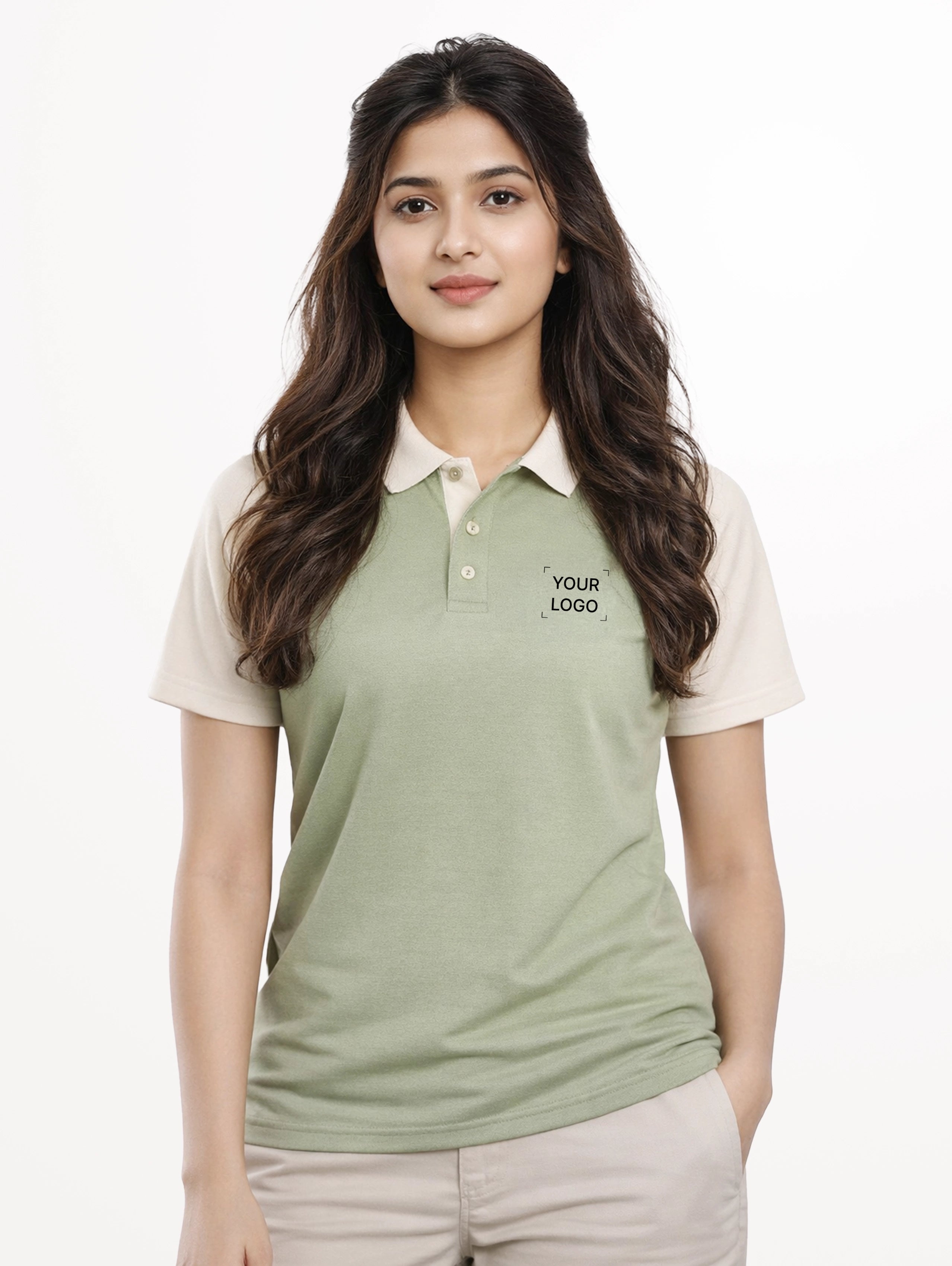 Women's Cotton Raglan Sleeve Polo - Pista Green