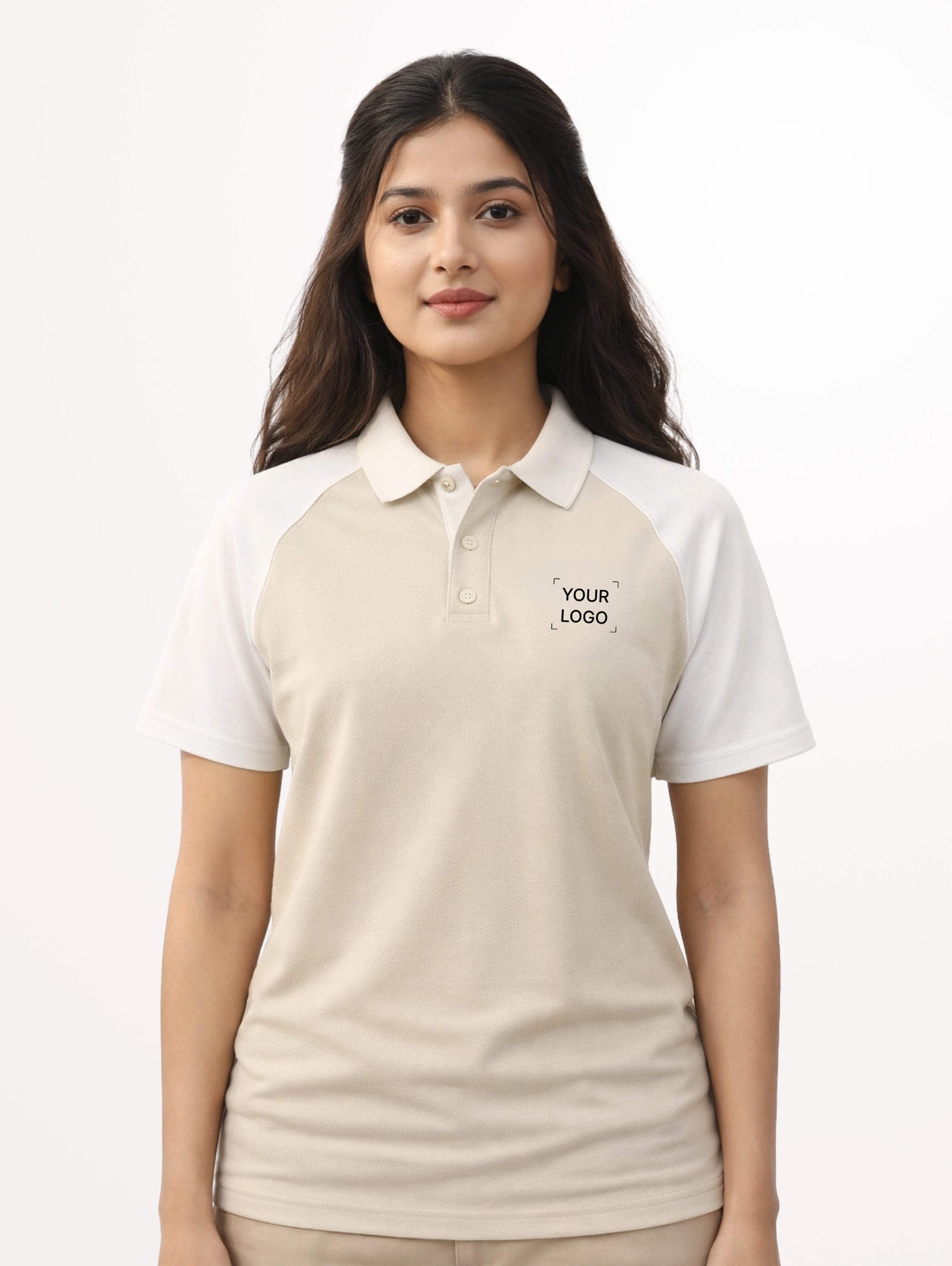 Women's Cotton Raglan Sleeve Polo - Skin