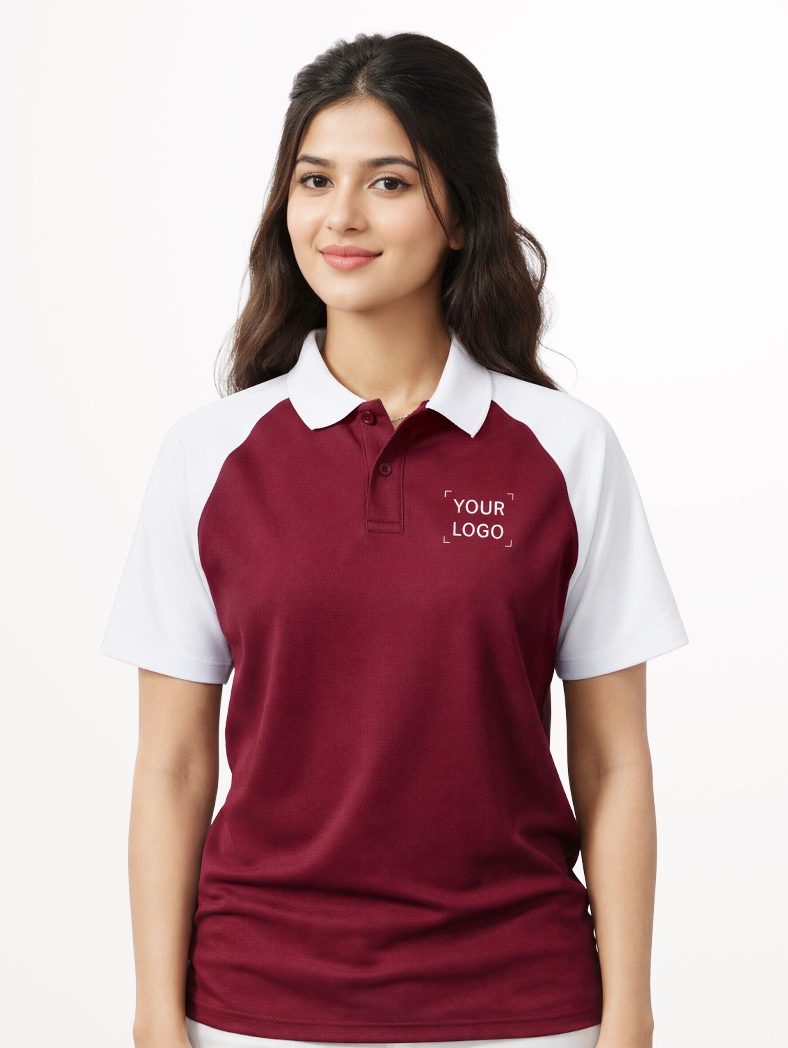 Women's Cotton Raglan Sleeve Polo - Wine