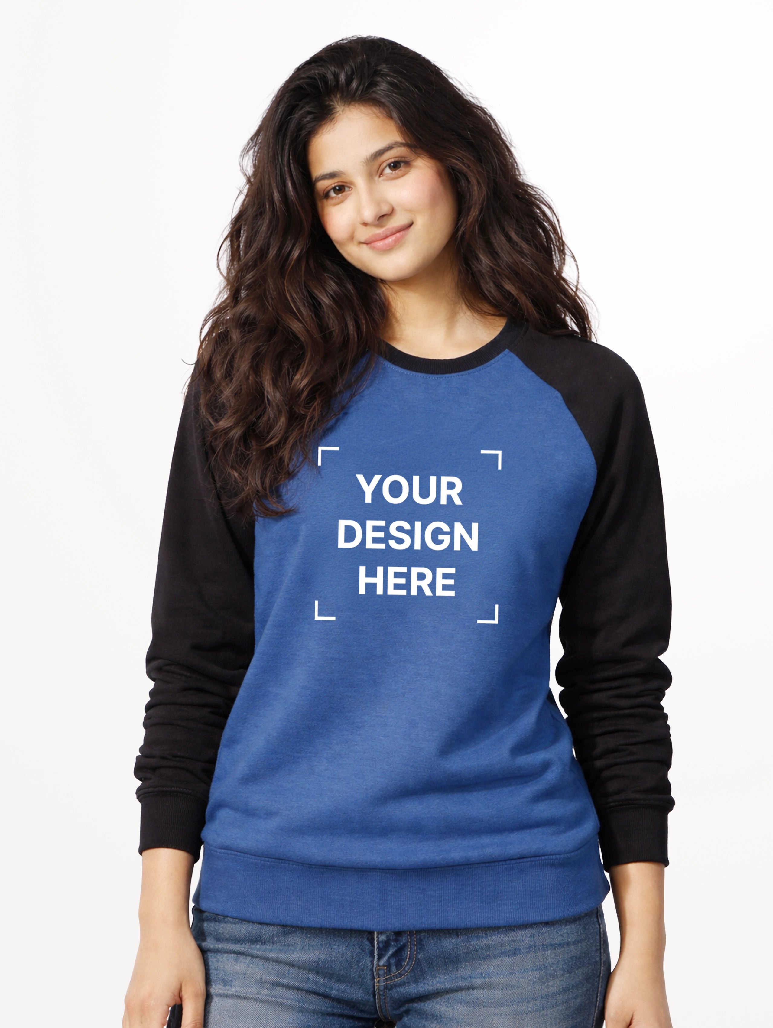 Women's Cotton Raglan Sleeve Sweatshirt - Diesel Blue