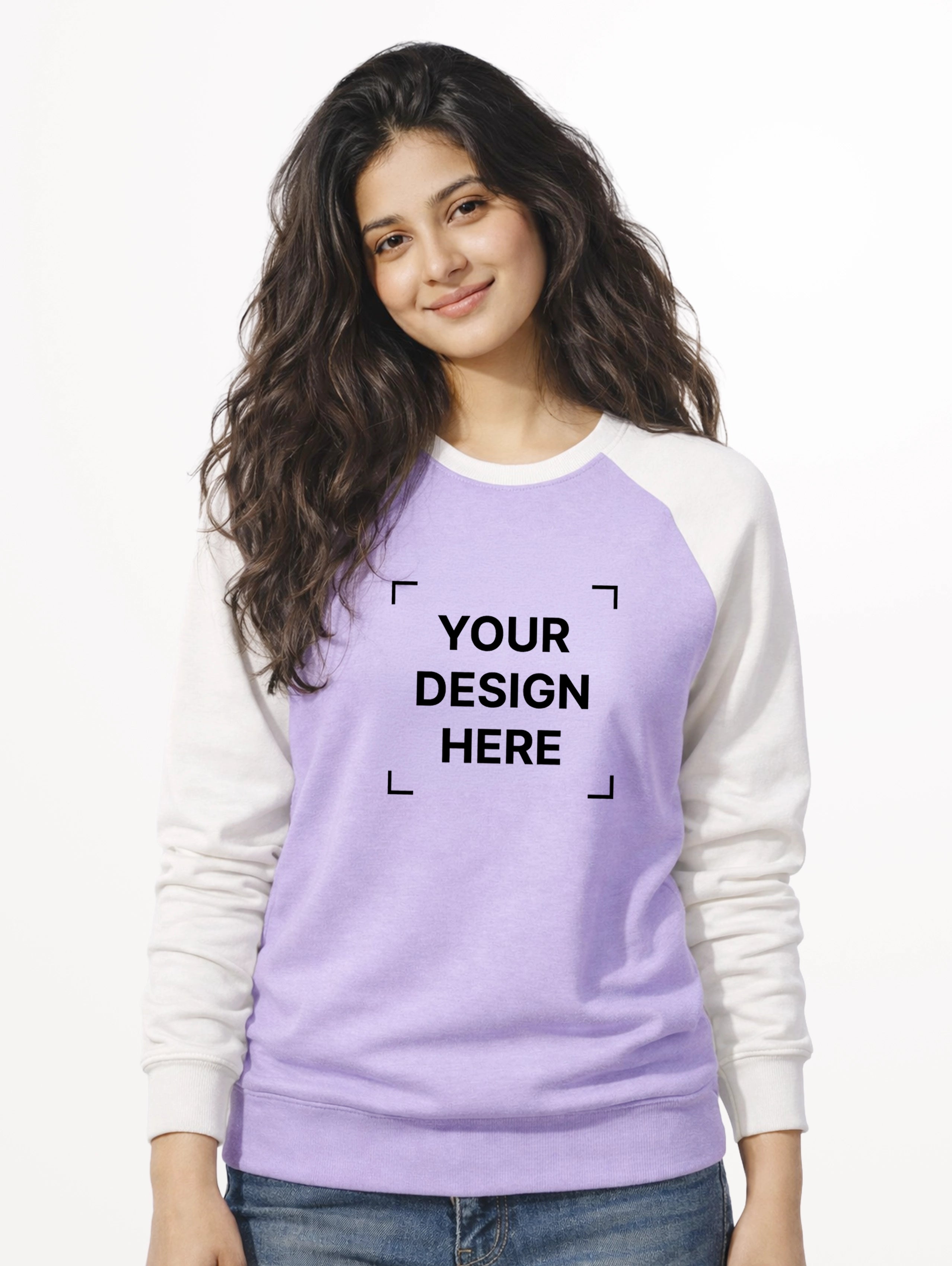 Women's Cotton Raglan Sleeve Sweatshirt - Lavender