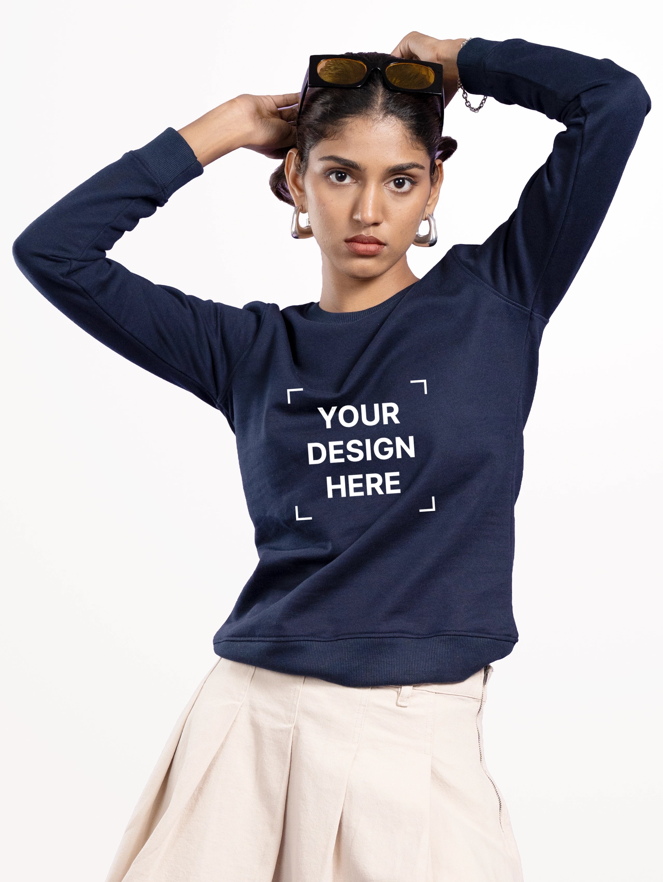 Women's Cotton Sweatshirt - Navy