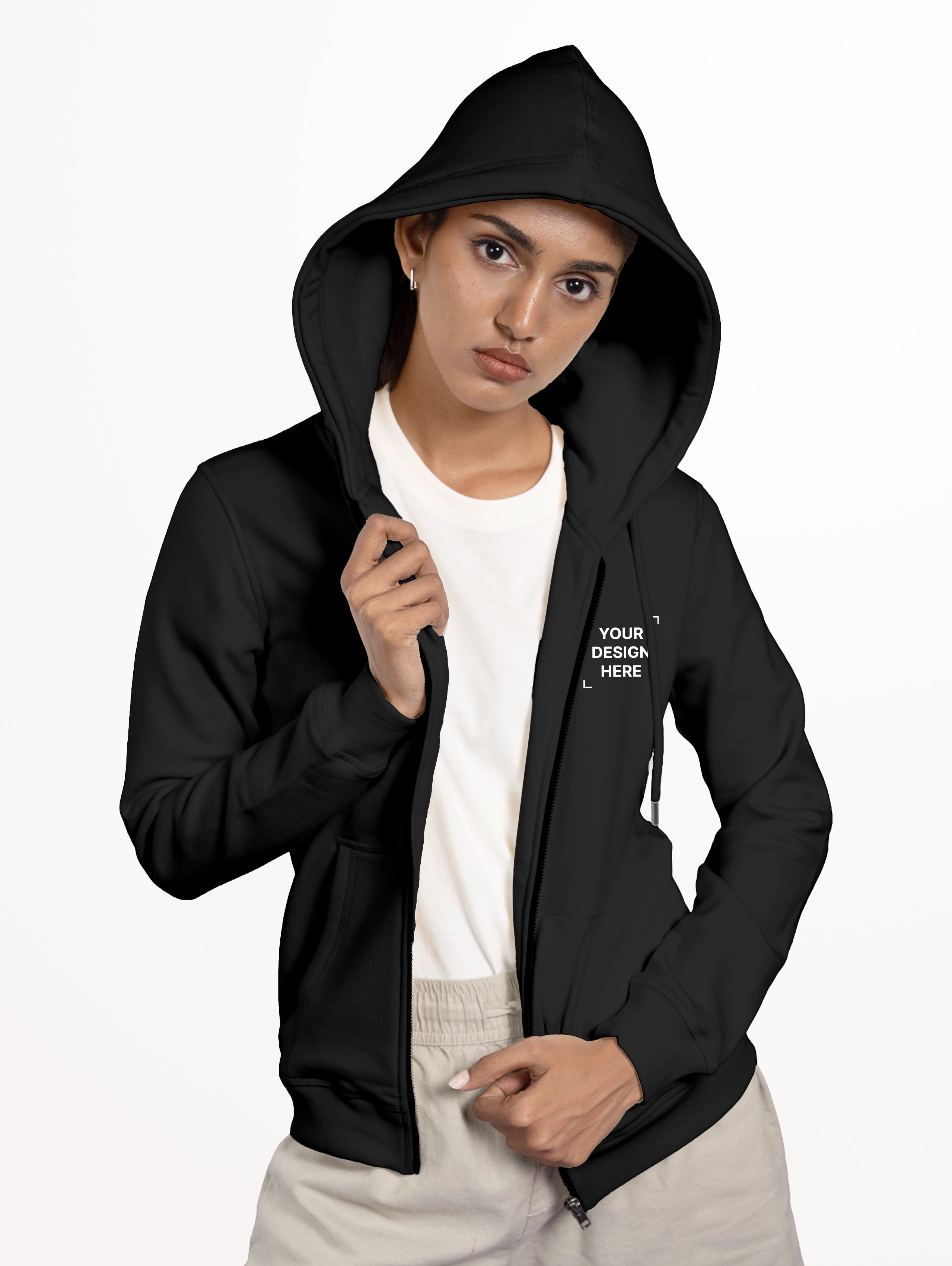 Women's Blend Zipper Hoodie - Black