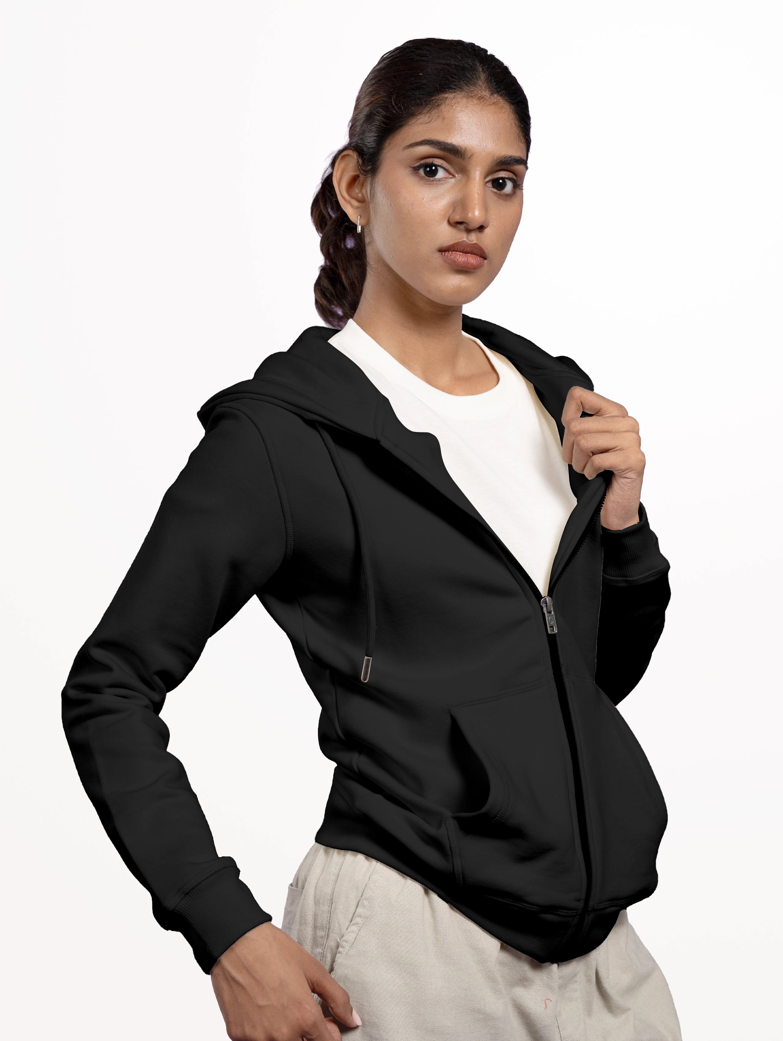 Women's Blend Zipper Hoodie - Black