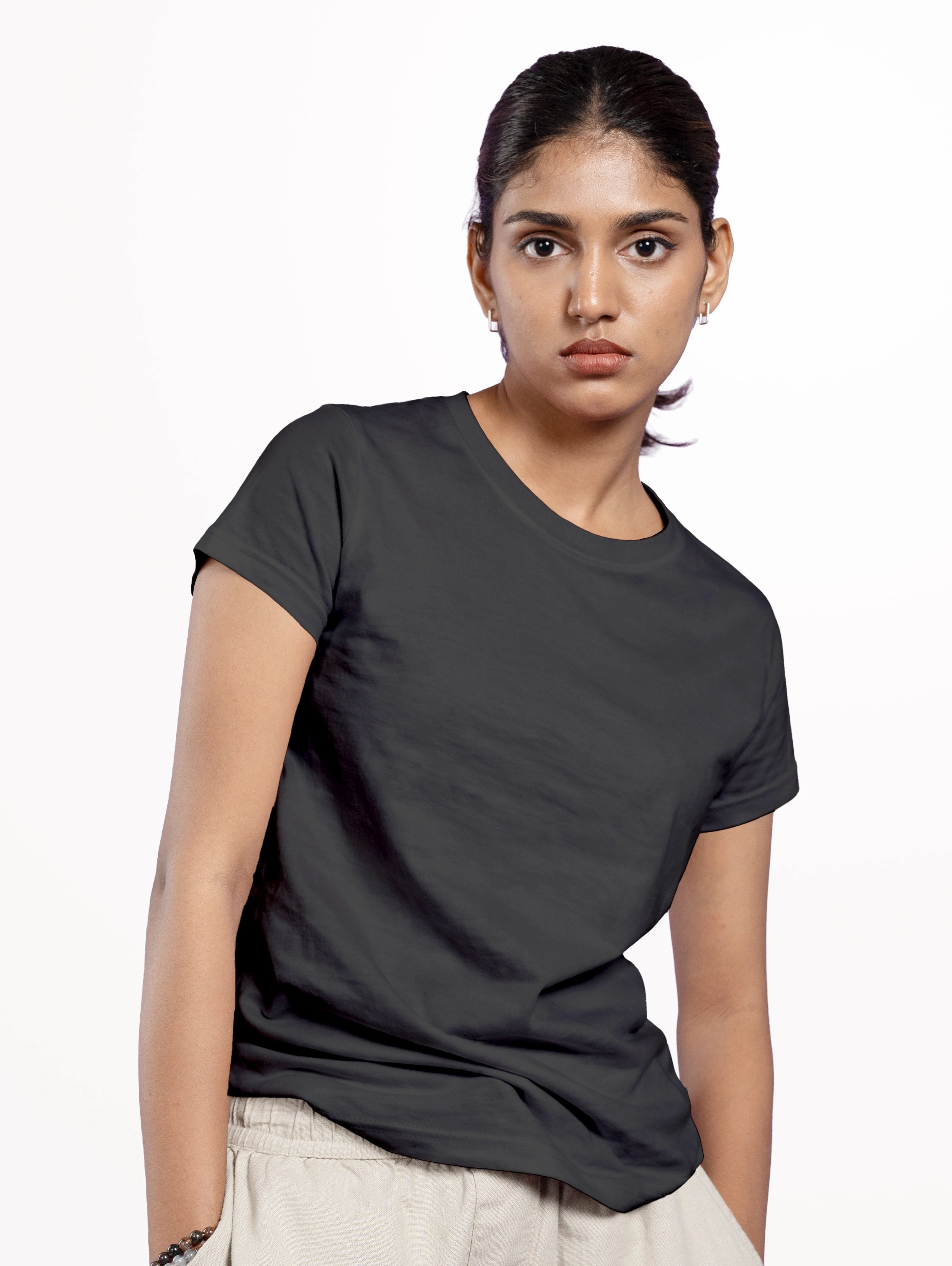 Women's Core Cotton Half Sleeve T-Shirt - Black