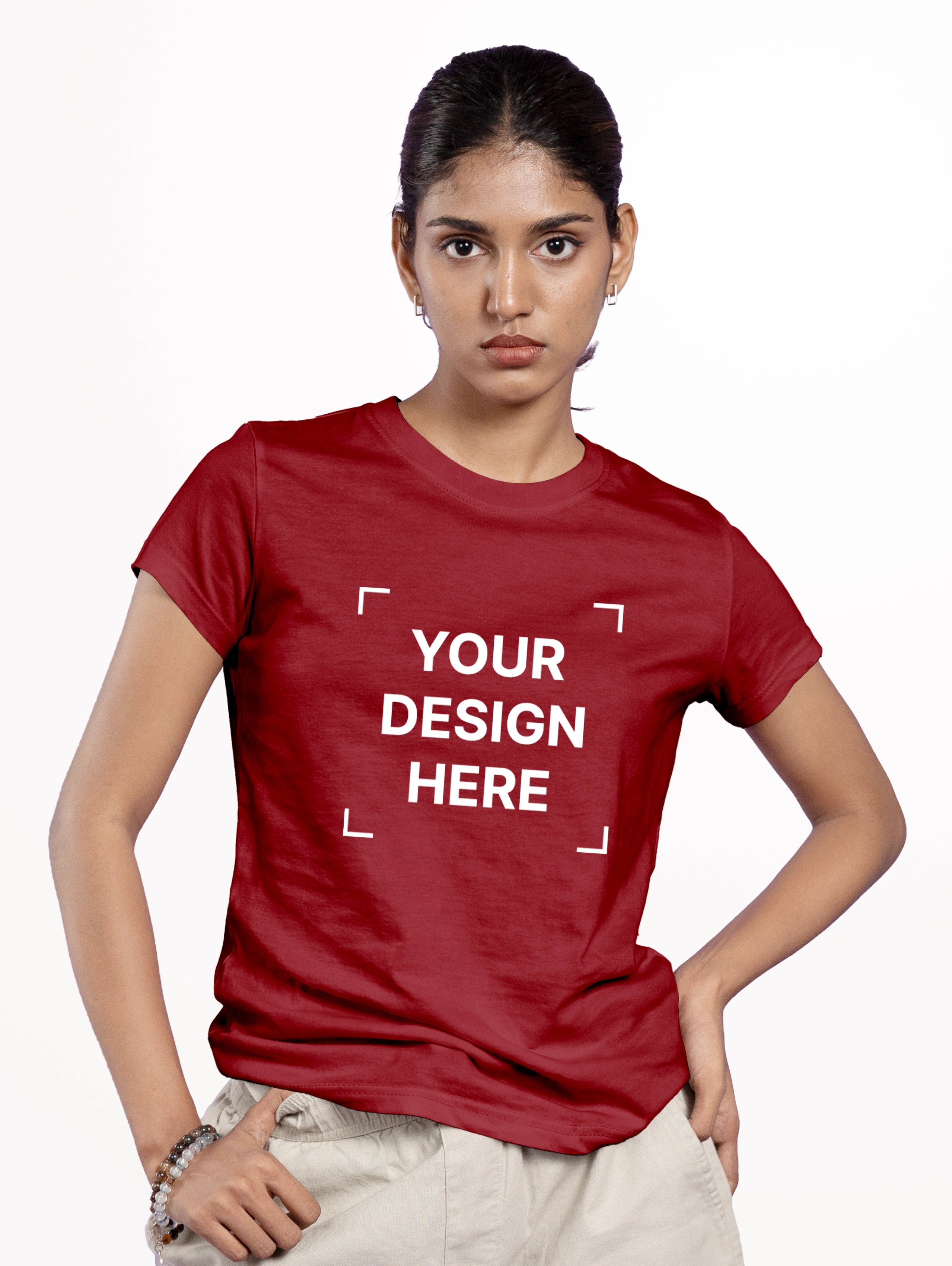 Women's Core Cotton Half Sleeve T-Shirt - Maroon