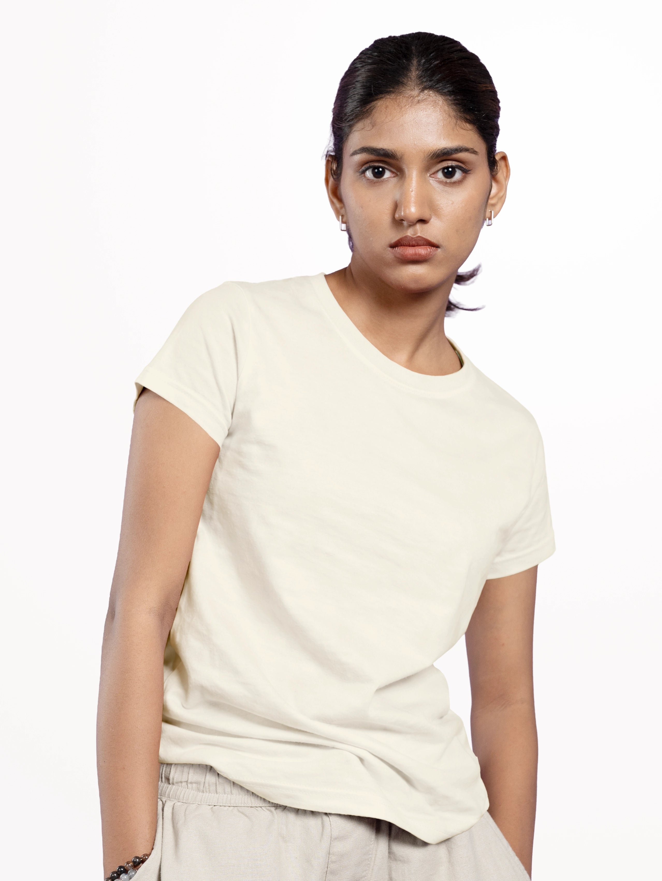 Women's Core Cotton Half Sleeve T-Shirt - Off White
