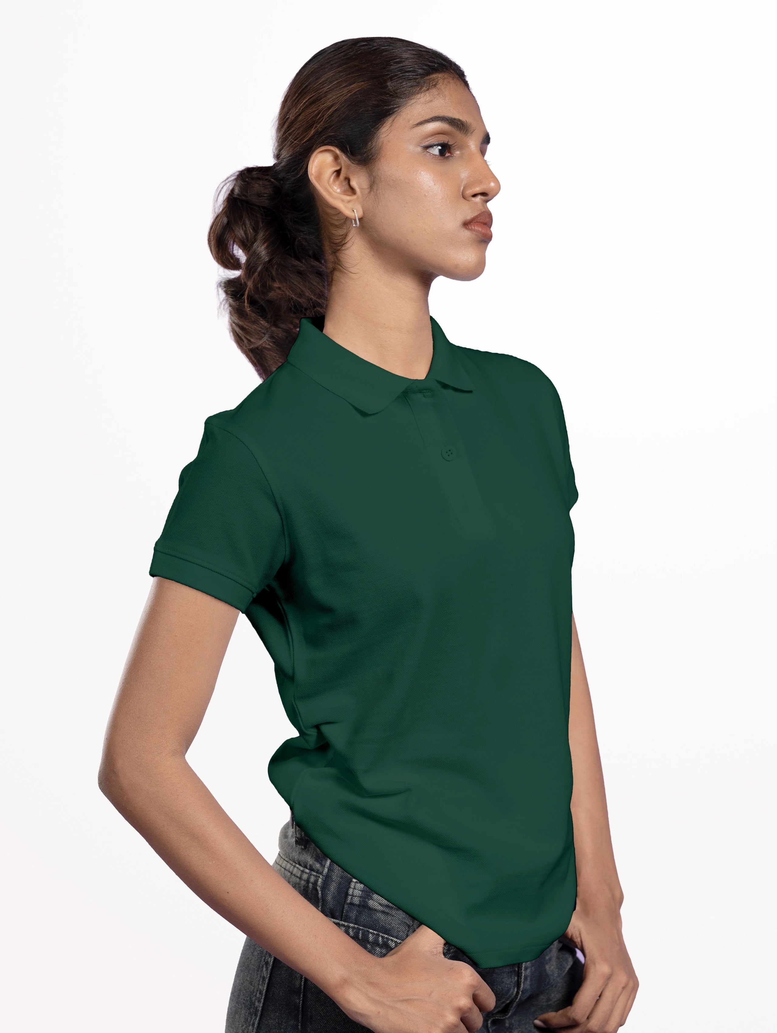Women's Cotton Polo - Bottle Green