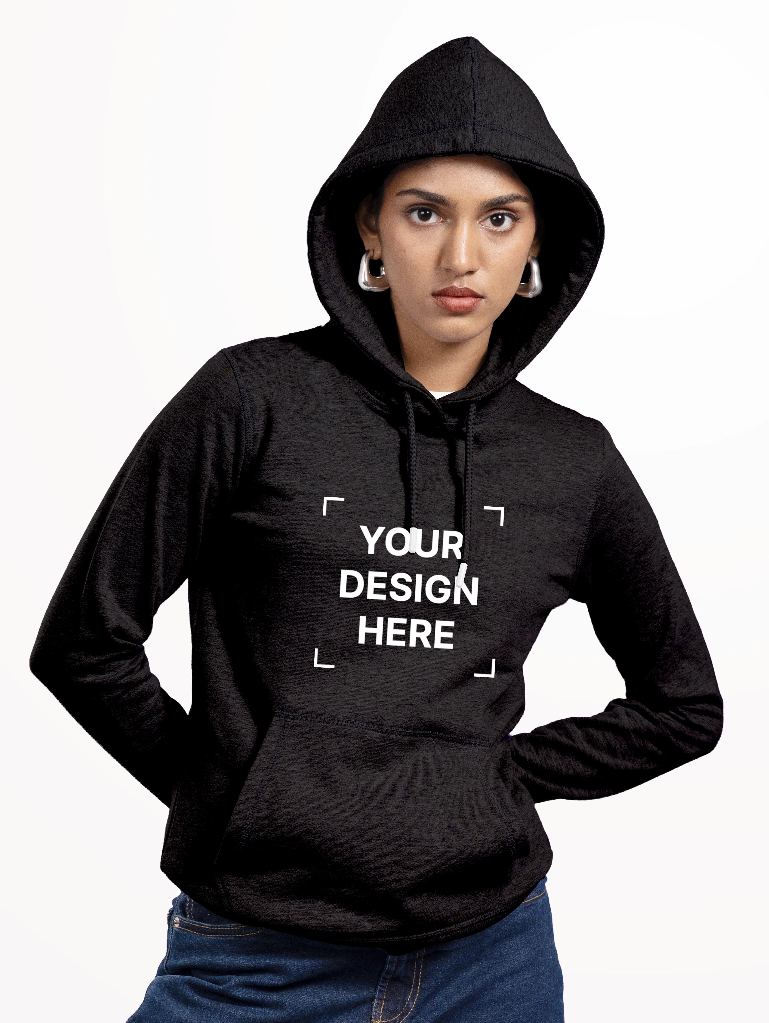 Women's Cotton Pullover Hoodie - Black
