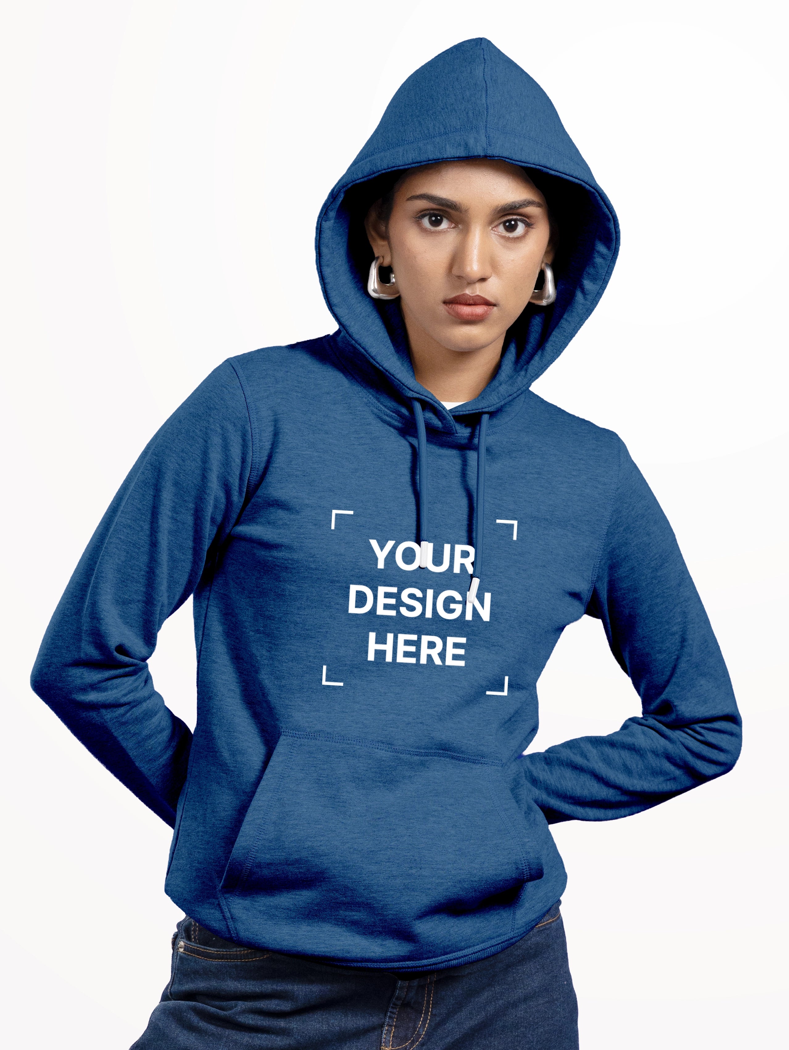 Women's Cotton Pullover Hoodie - Diesel Blue