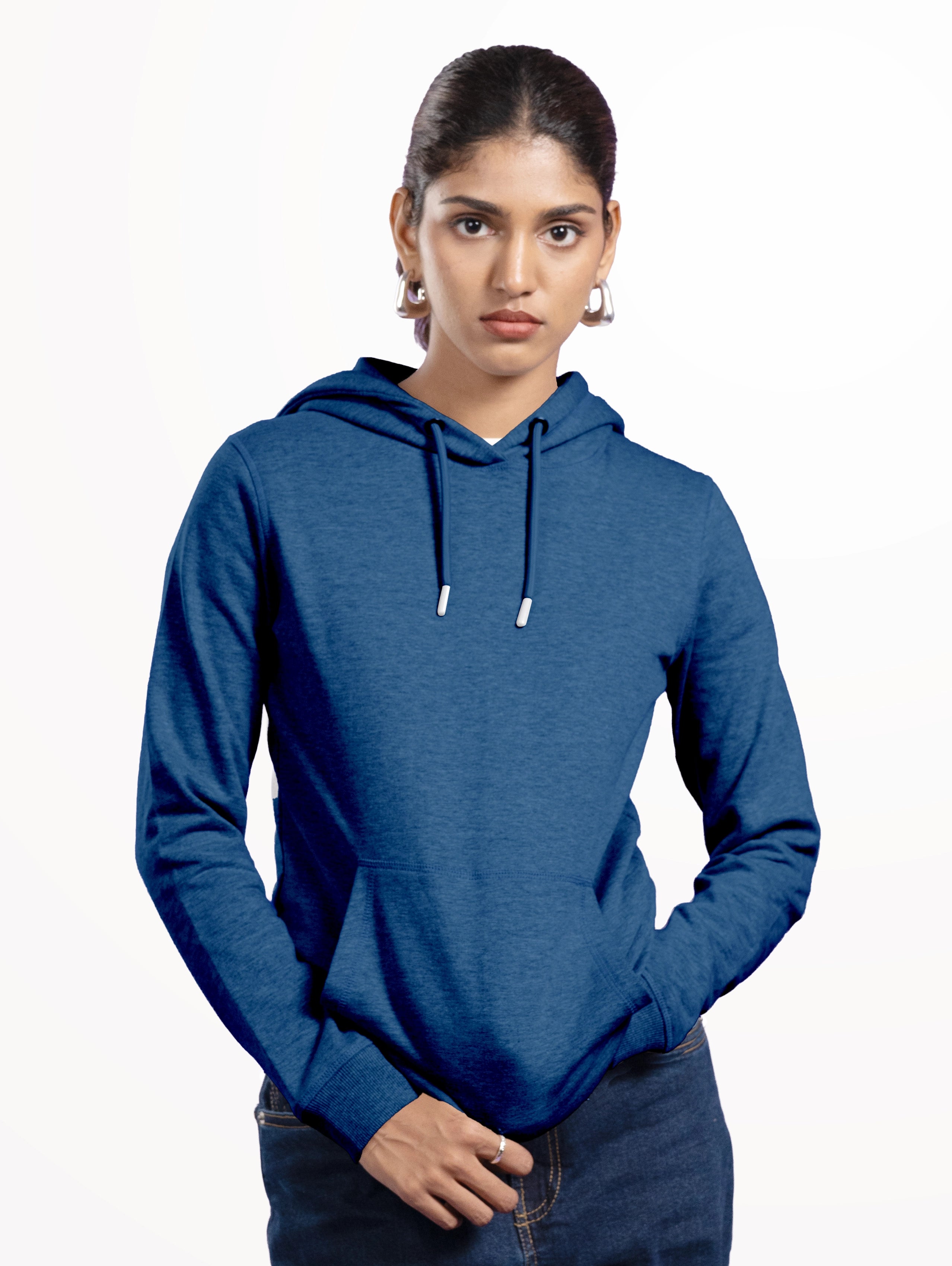 Women's Cotton Pullover Hoodie - Diesel Blue