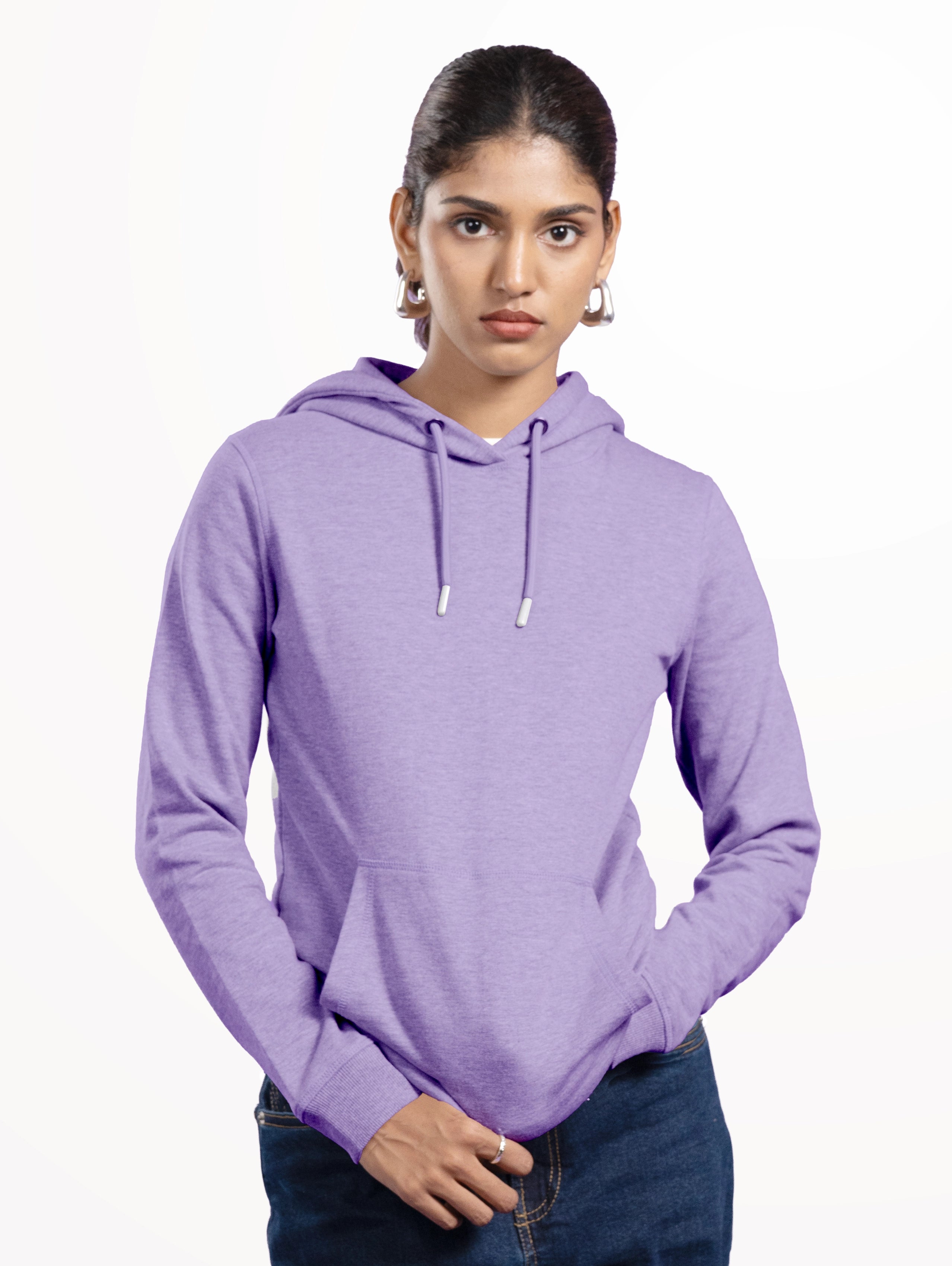 Women's Cotton Pullover Hoodie - Lavender