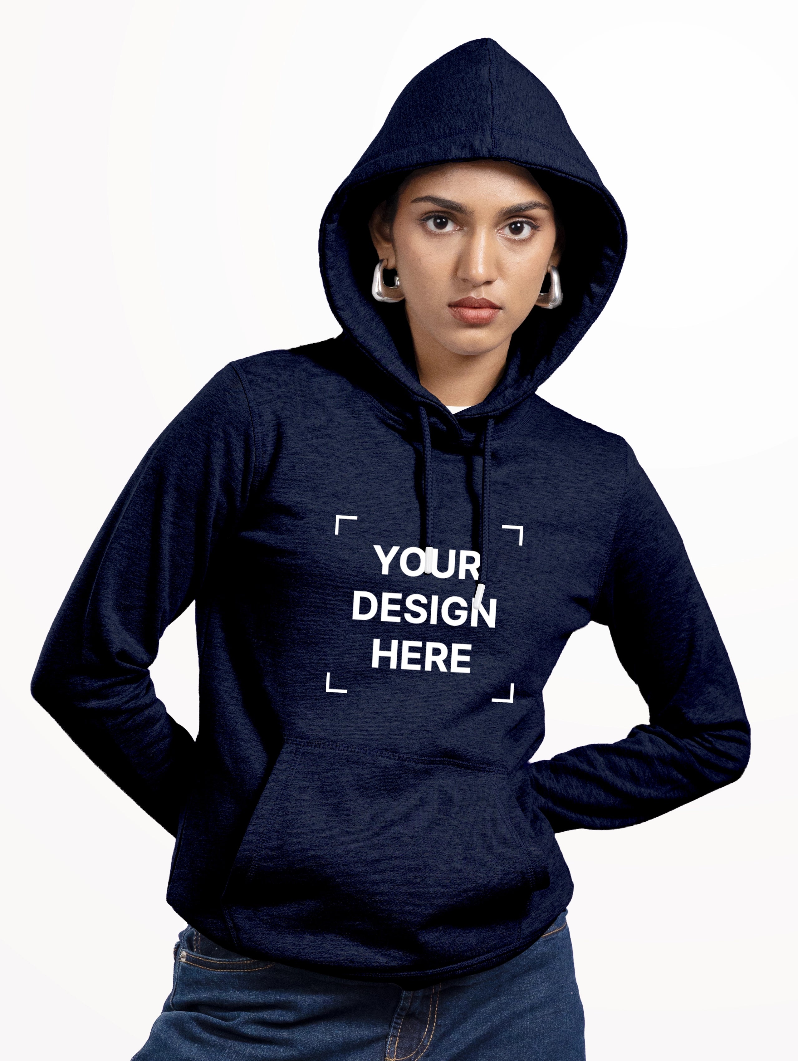 Women's Cotton Pullover Hoodie - Navy