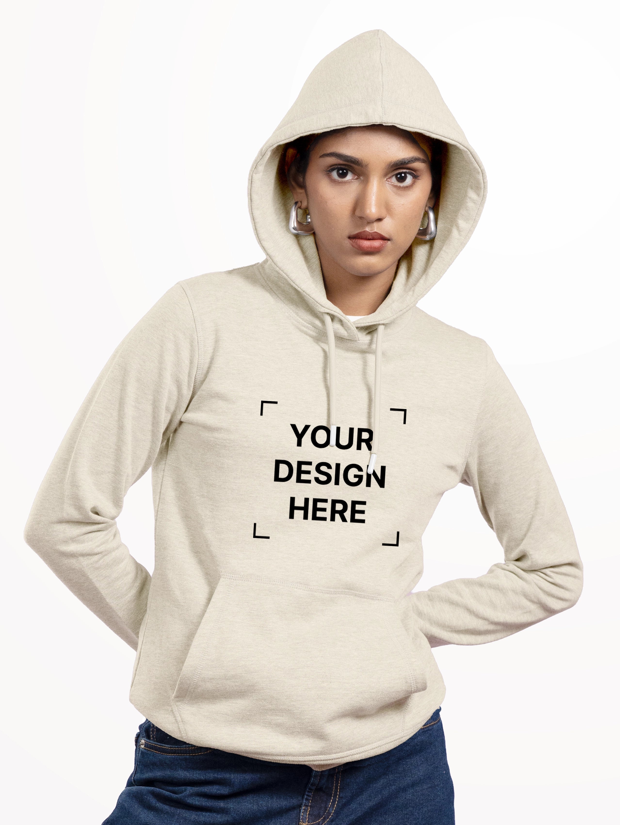 Women's Cotton Pullover Hoodie - Off White