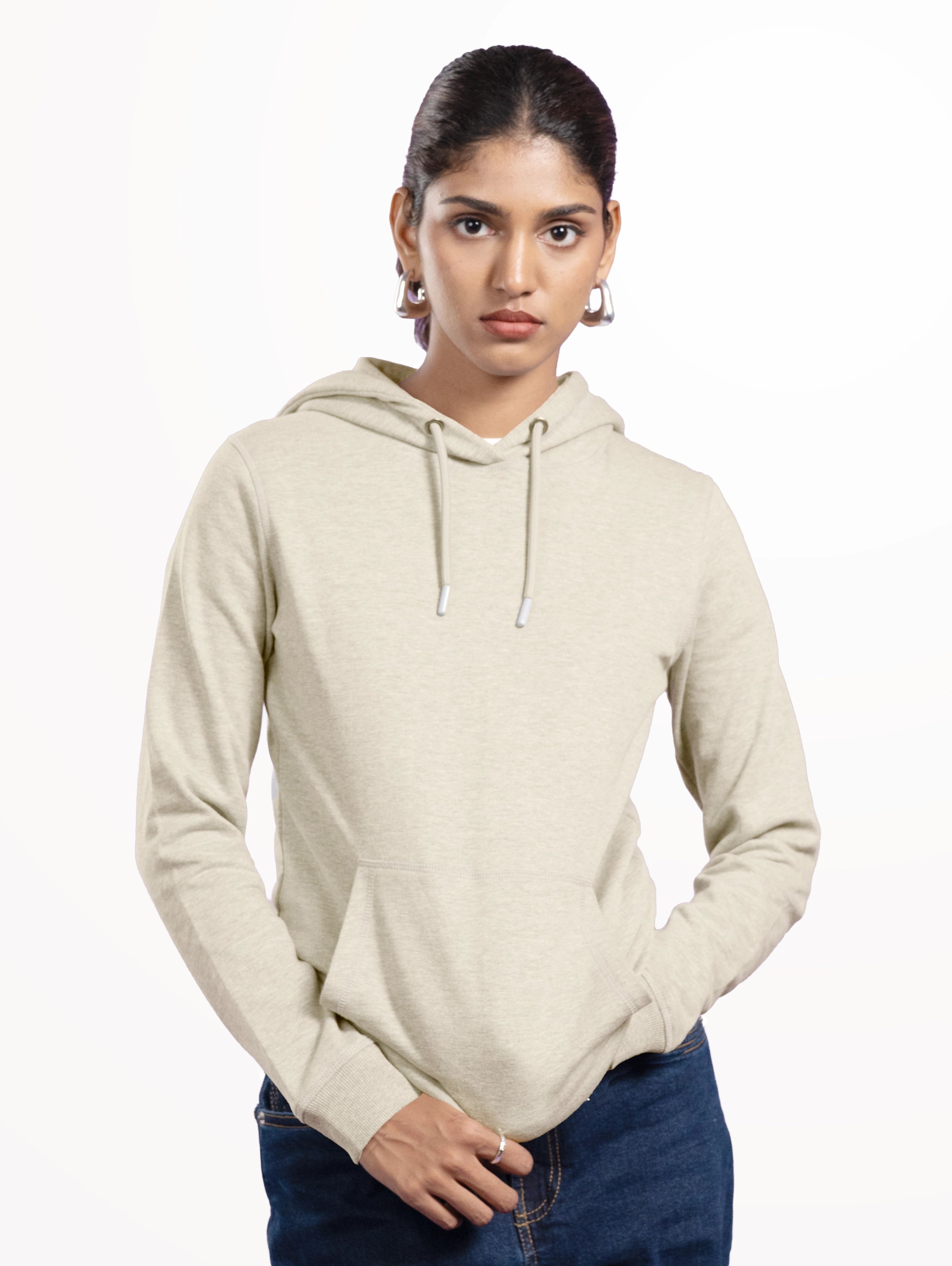 Women's Cotton Pullover Hoodie - Off White