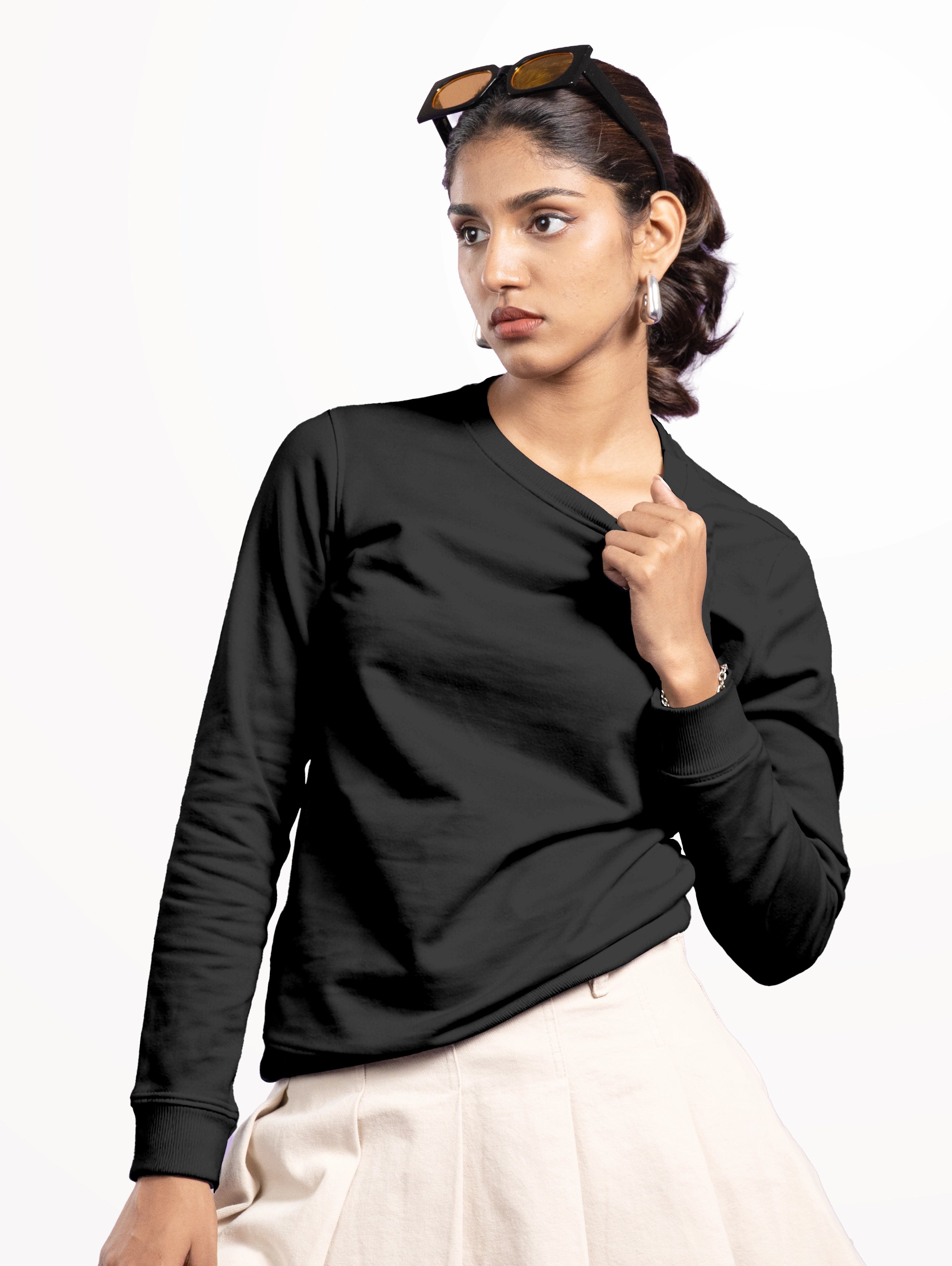 Women's Cotton Sweatshirt - Black