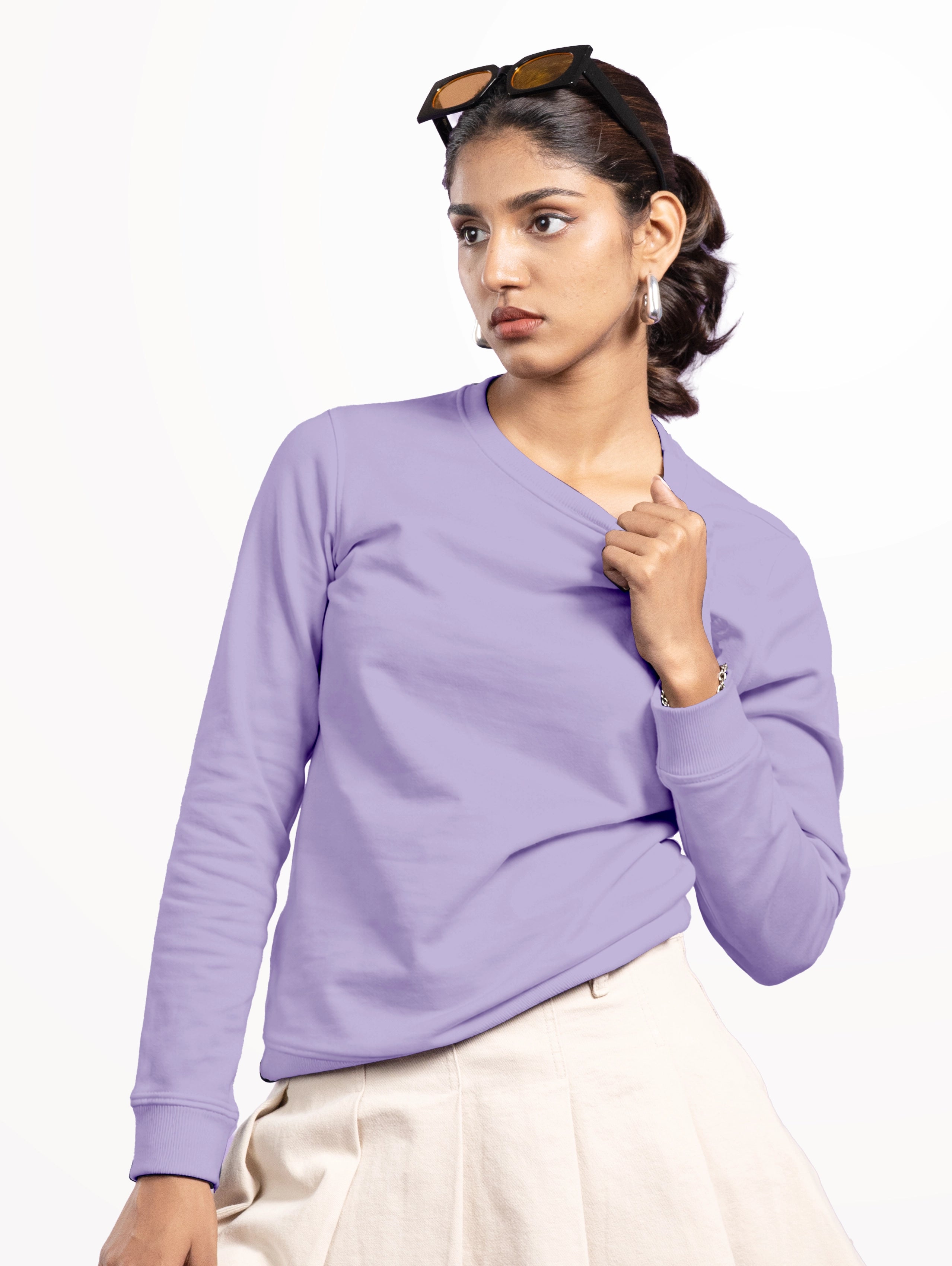 Women's Cotton Sweatshirt - Lavender